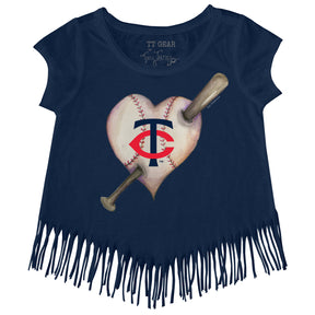 Minnesota Twins Heart Bat Fringe Tee