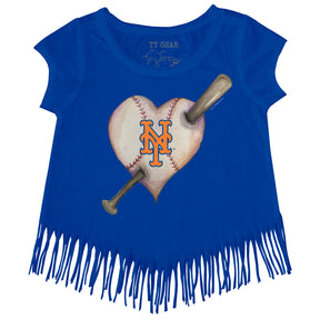 New York Mets Heart Bat Fringe Tee