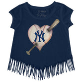 New York Yankees Heart Bat Fringe Tee