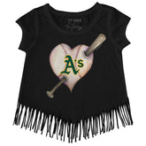 Oakland Athletics Heart Bat Fringe Tee