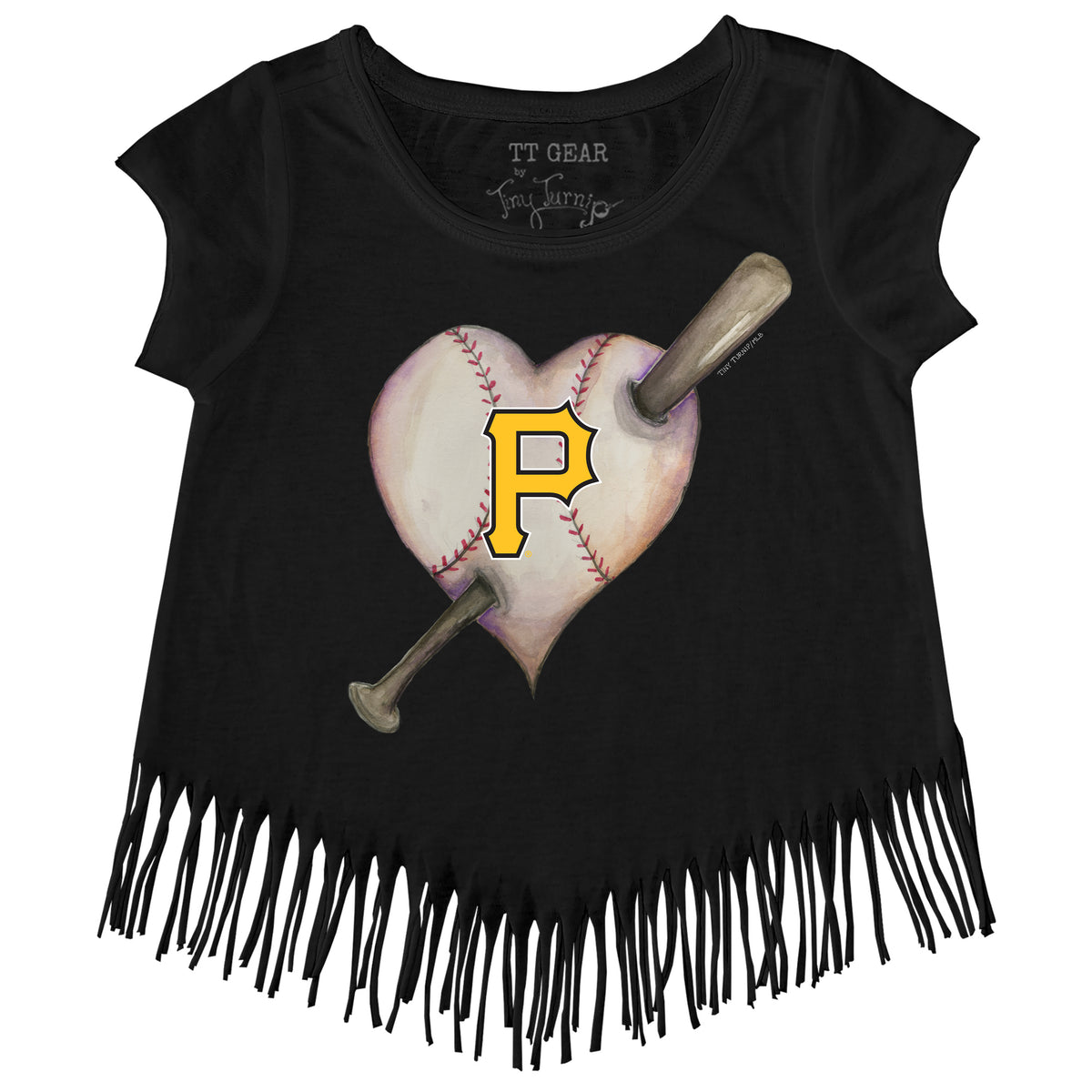 Pittsburgh Pirates Heart Bat Fringe Tee