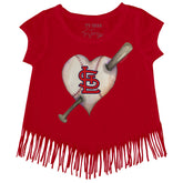 St. Louis Cardinals Heart Bat Fringe Tee
