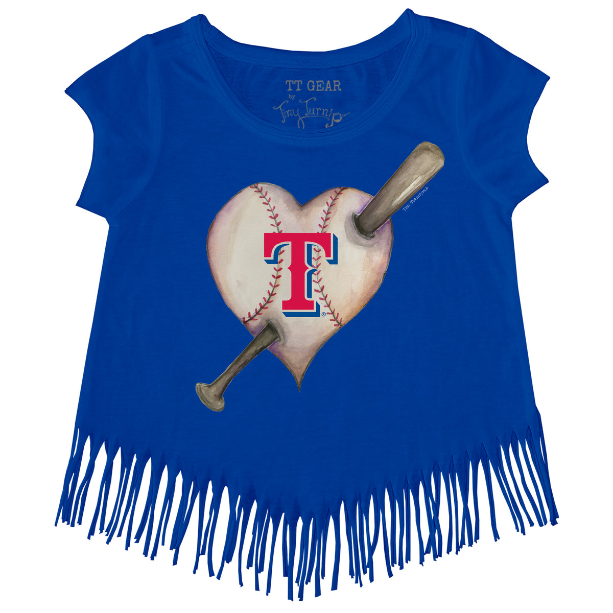 Texas Rangers Heart Bat Fringe Tee