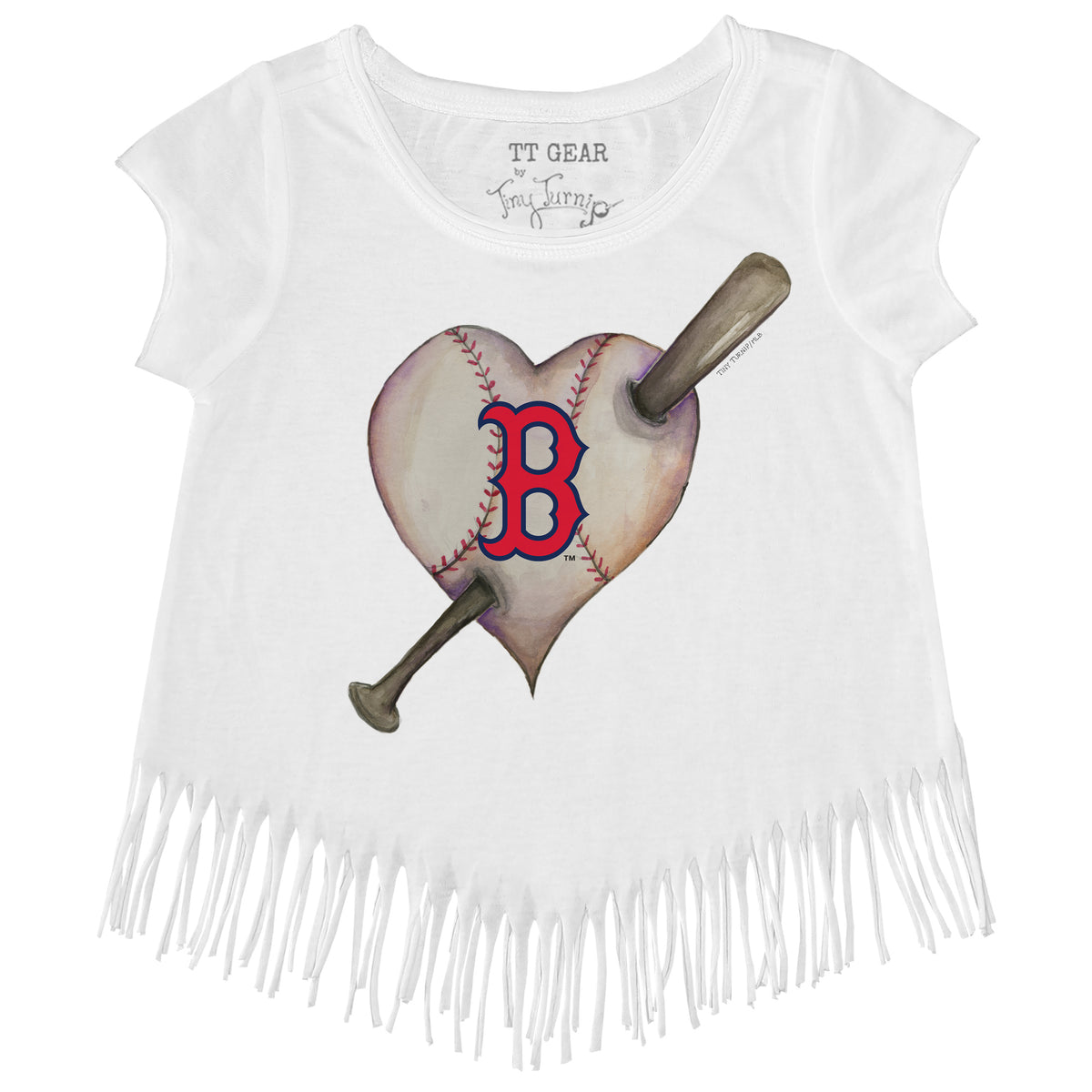Boston Red Sox Heart Bat Fringe Tee