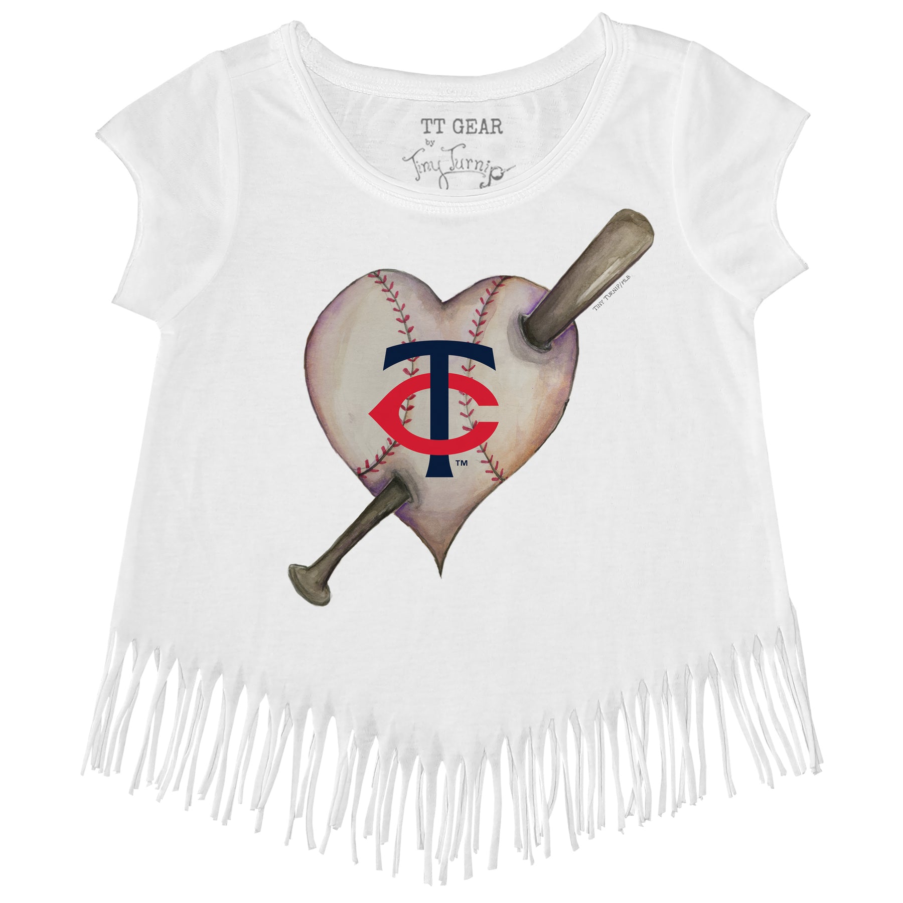 Minnesota Twins Heart Bat Fringe Tee