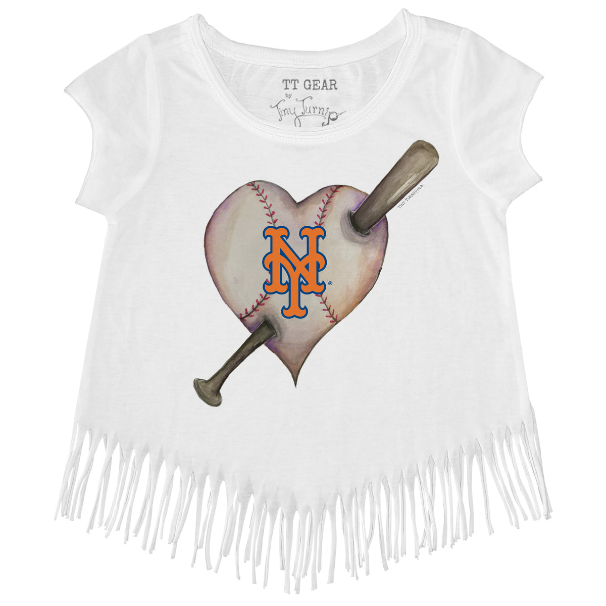New York Mets Heart Bat Fringe Tee