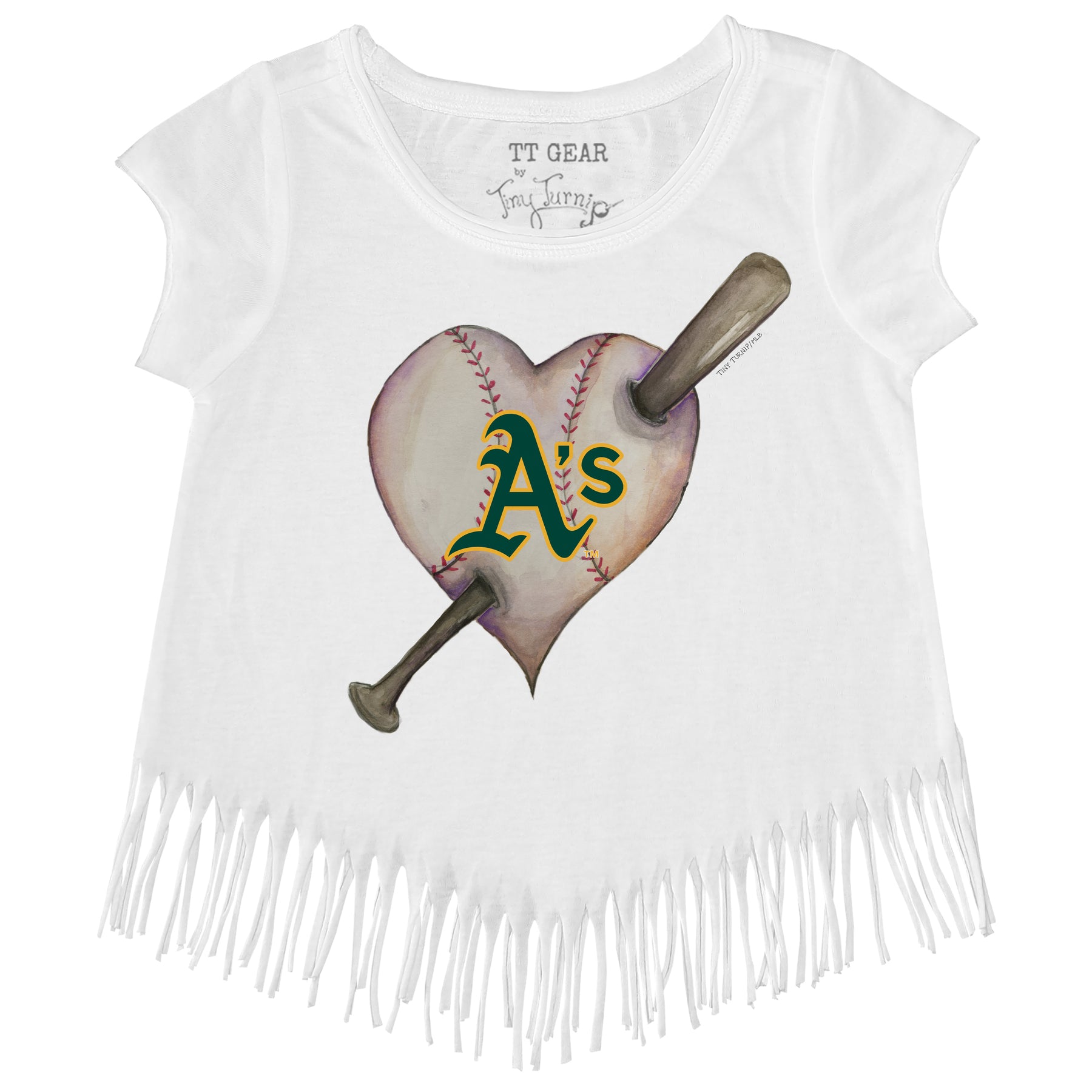 Oakland Athletics Heart Bat Fringe Tee