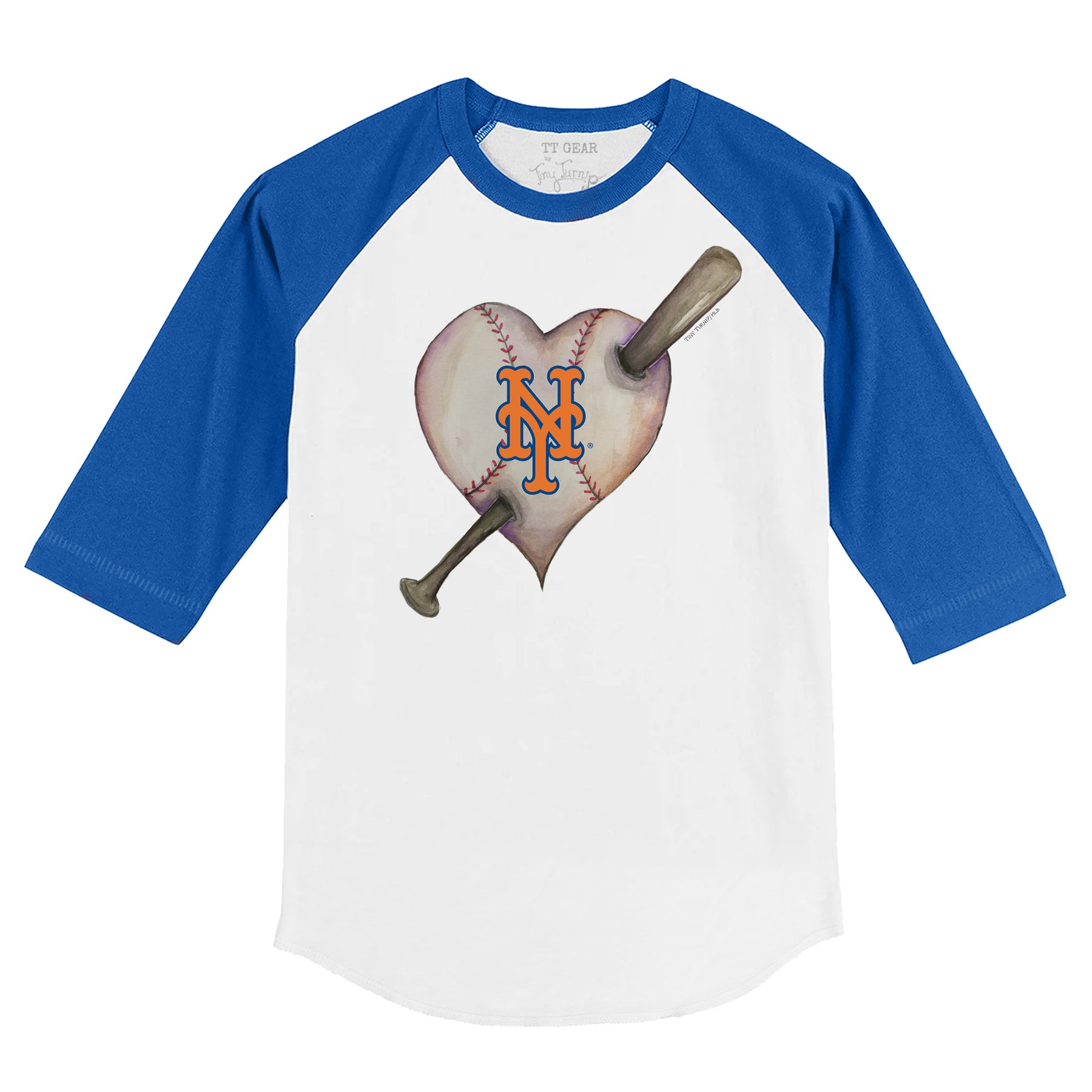 New York Mets Heart Bat 3/4 Royal Blue Sleeve Raglan