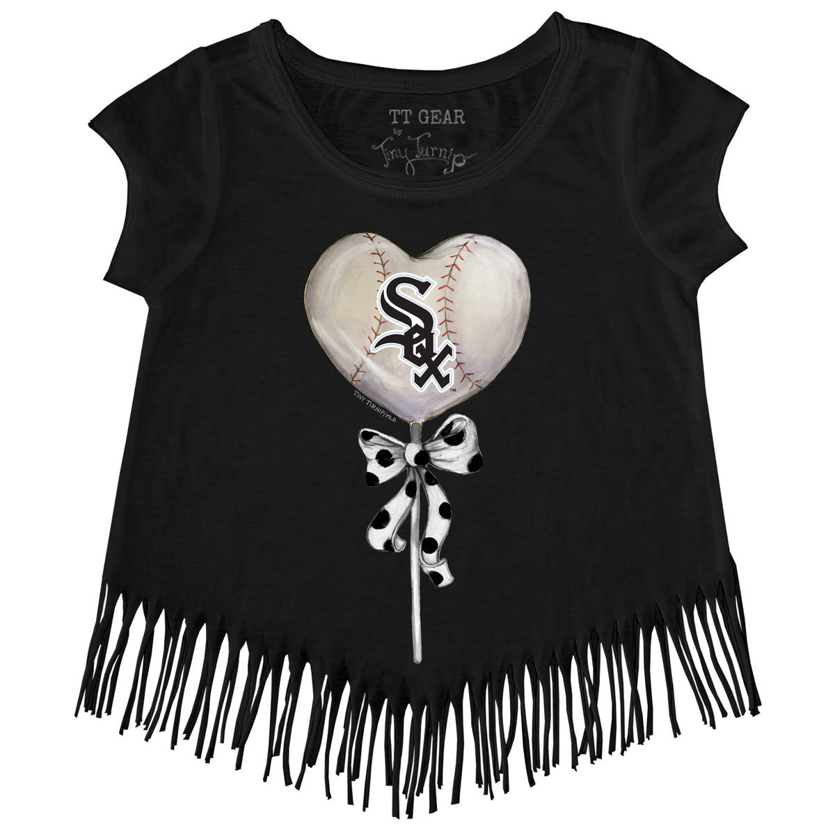 Chicago White Sox Heart Lolly Fringe Tee Youth XL (14) / White
