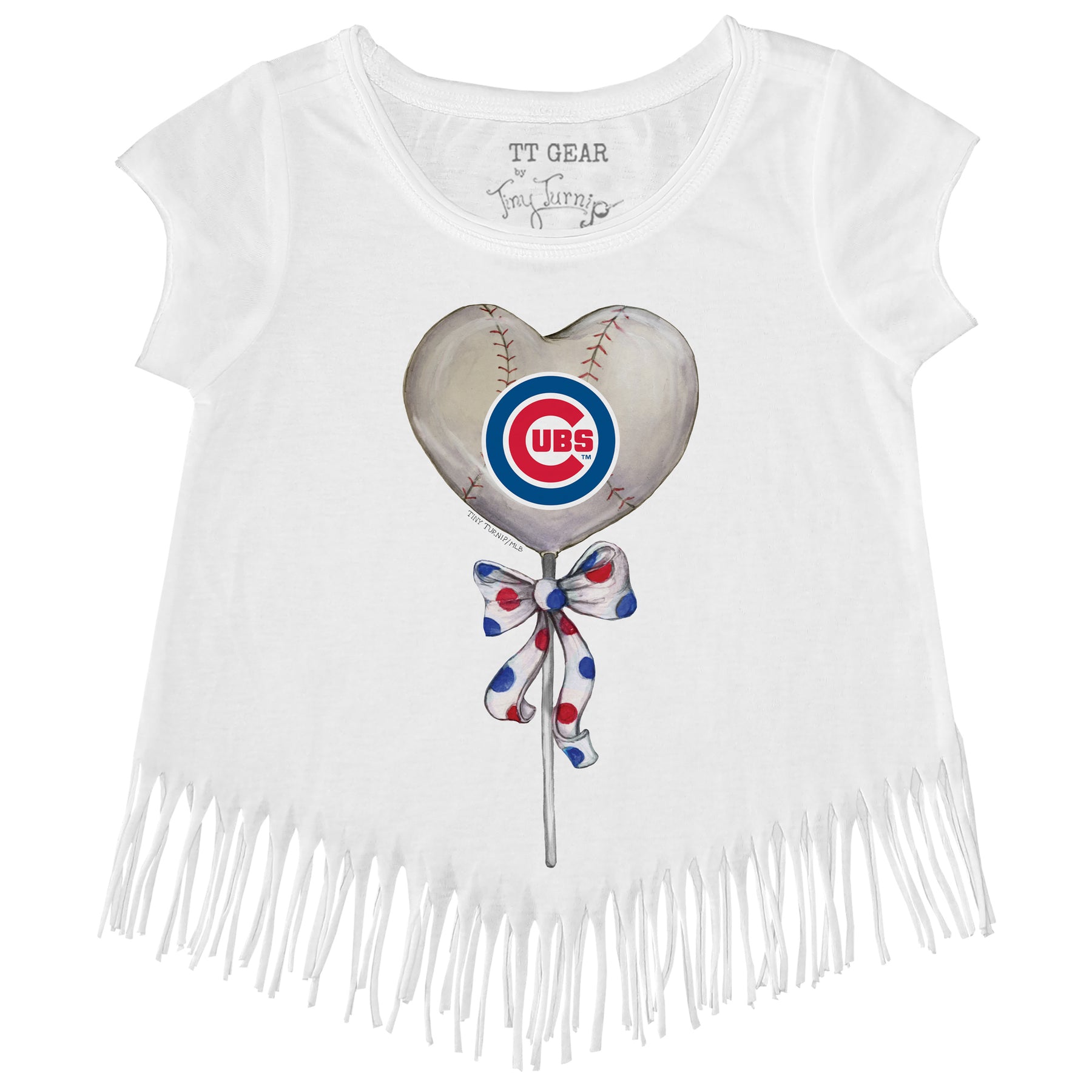 Chicago Cubs Heart Lolly Fringe Tee