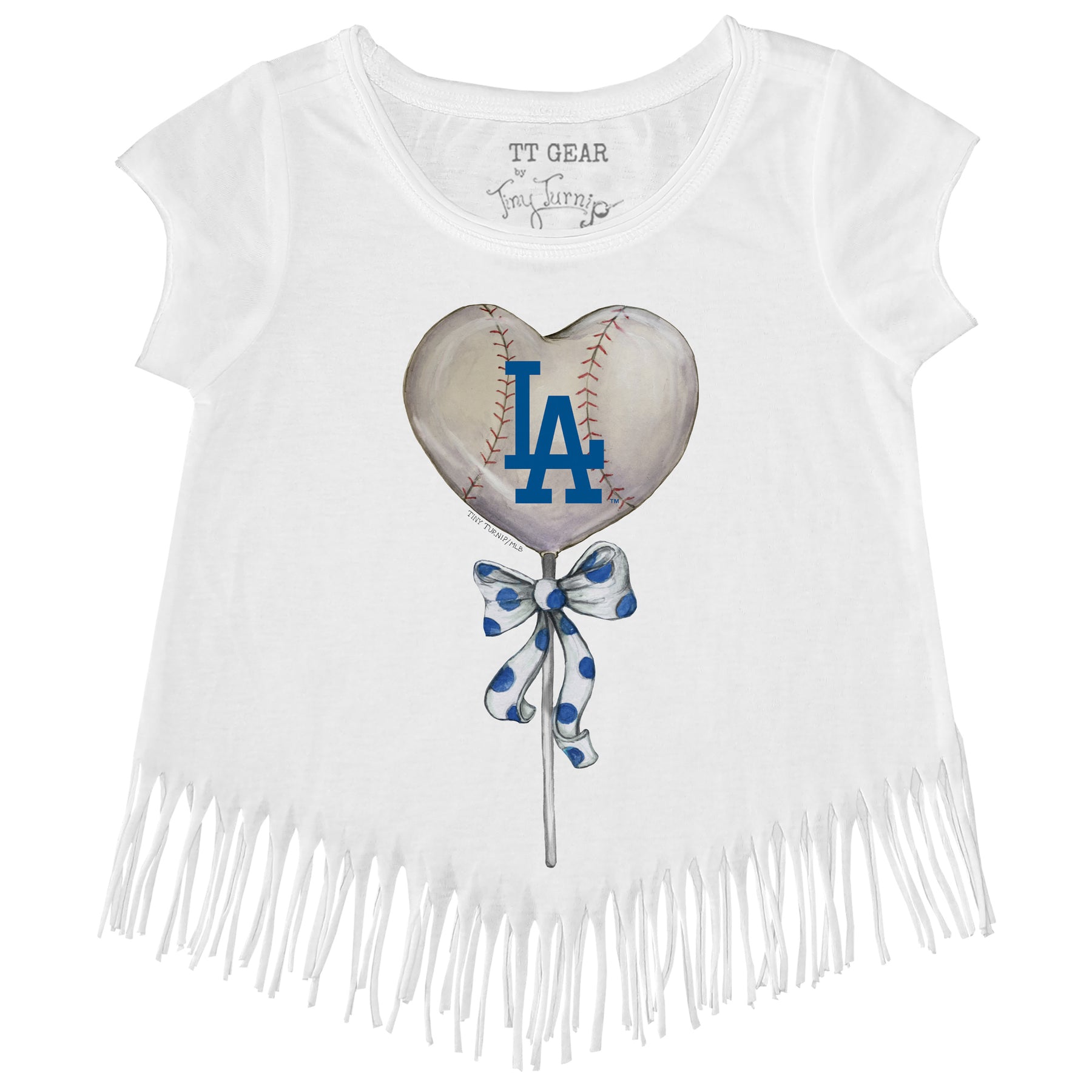 Los Angeles Dodgers Heart Lolly Fringe Tee