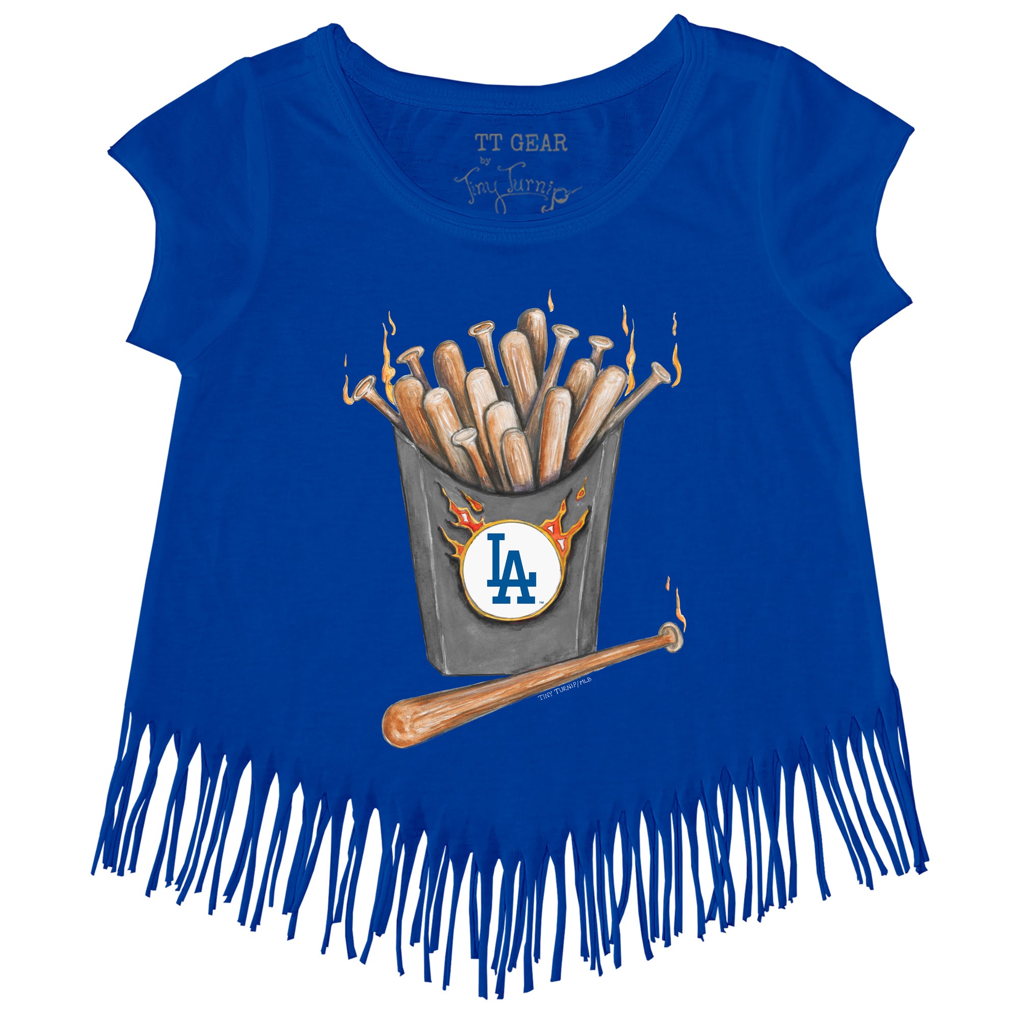 Youth Tiny Turnip White Los Angeles Dodgers Hot Bats T-Shirt