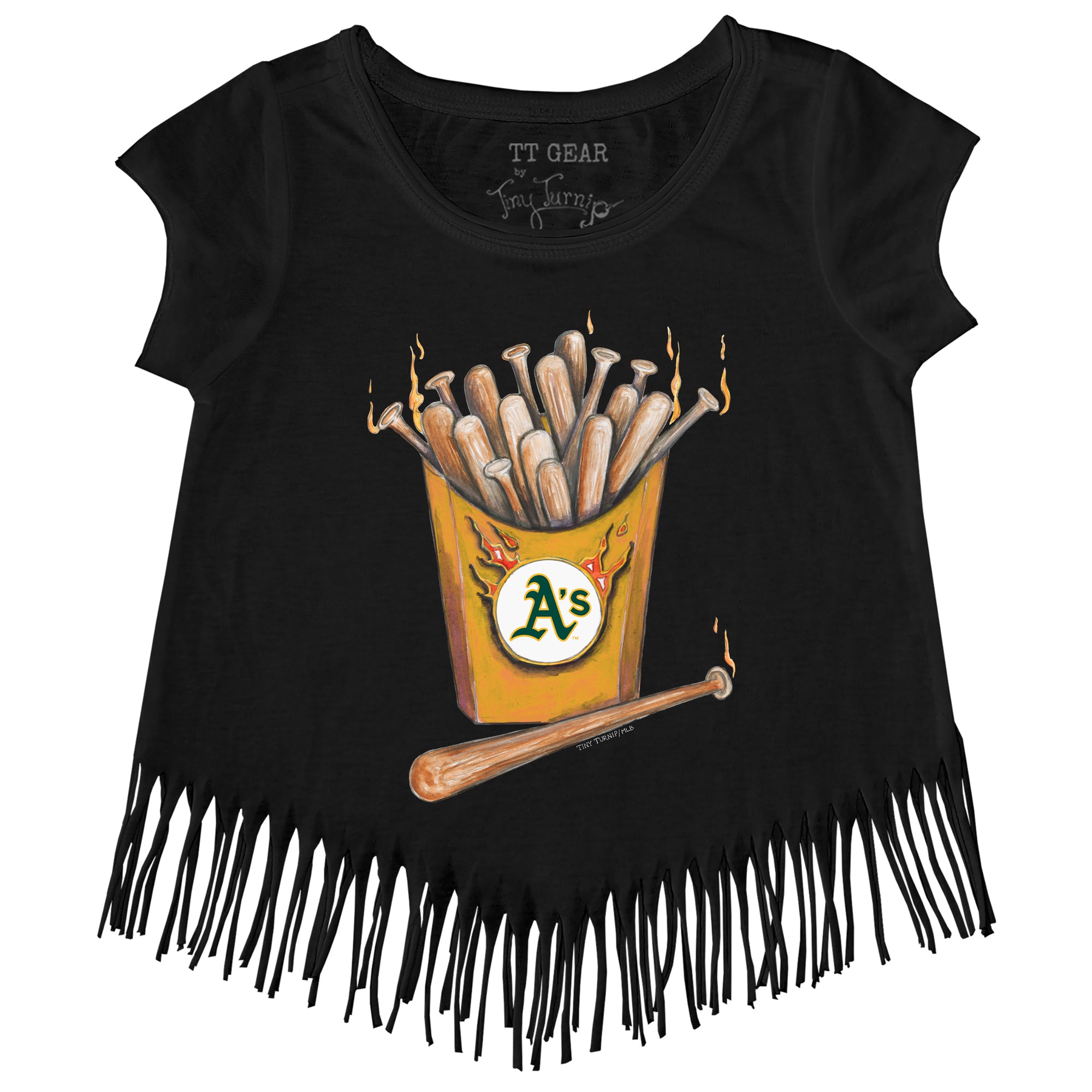 Tiny Turnip Atlanta Braves Stitched Baseball Fringe Tee Youth Medium (8-10) / Navy Blue