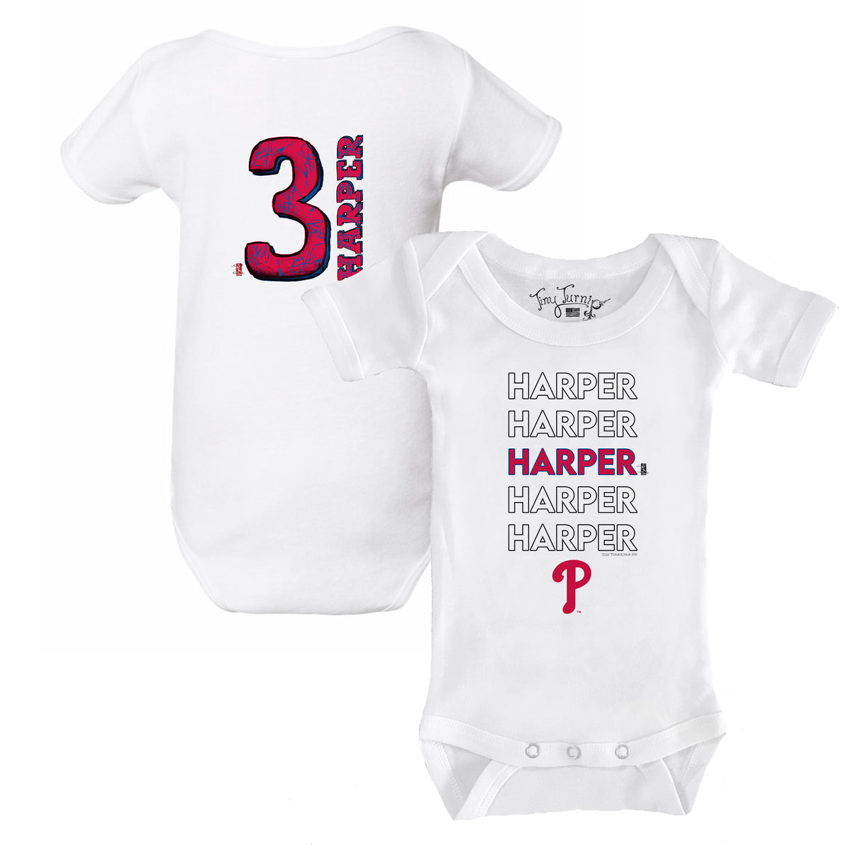 Newborn & Infant Philadelphia Phillies Bryce Harper Red Slugger Name &  Number Bodysuit