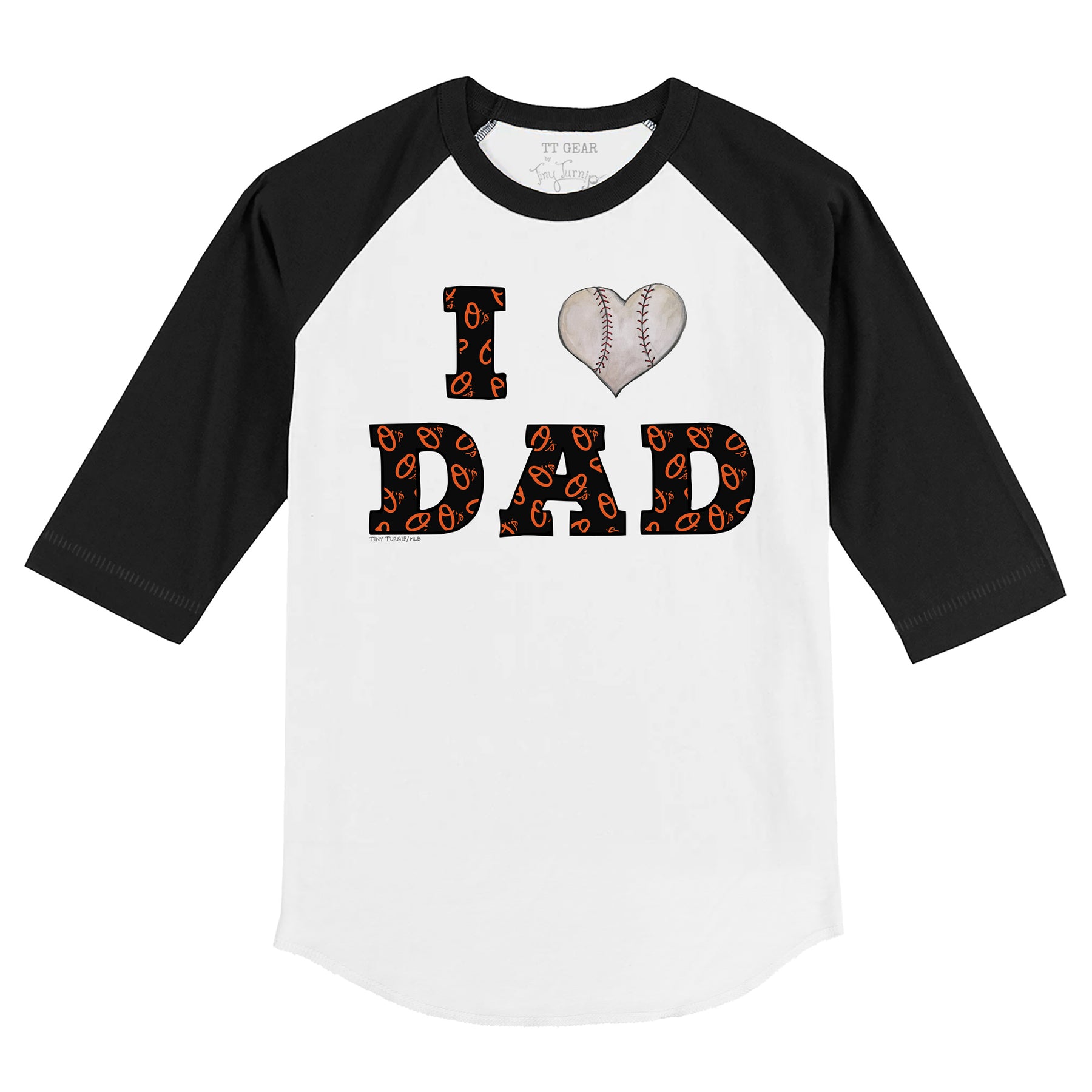 Baltimore Orioles I Love Dad 3/4 Black Sleeve Raglan
