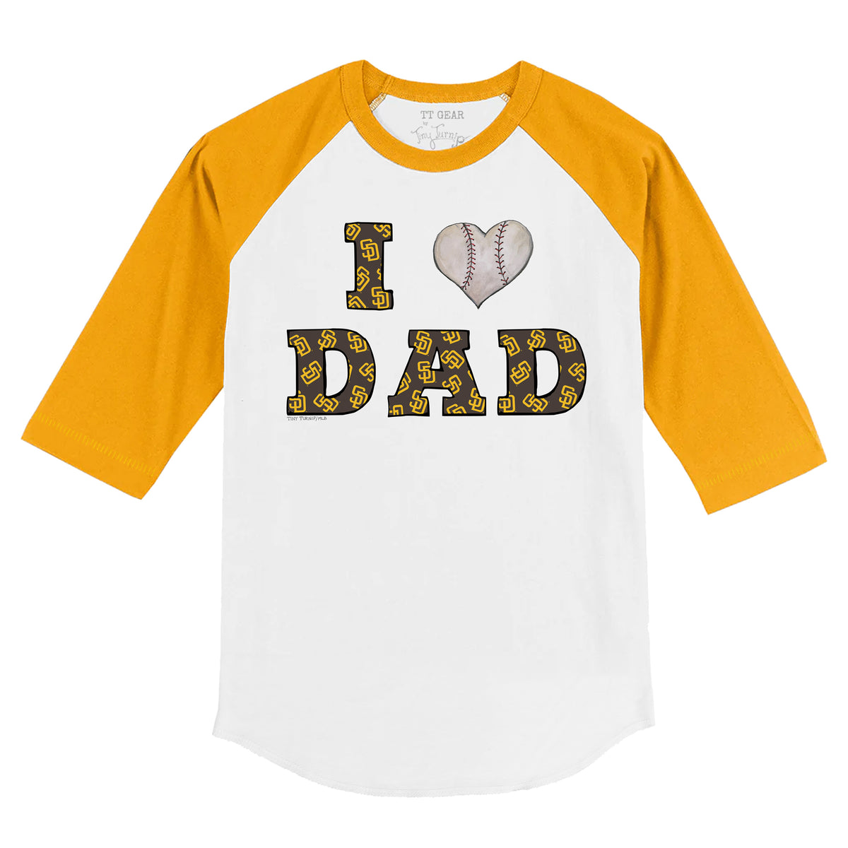 San Diego Padres I Love Dad 3/4 Gold Sleeve Raglan