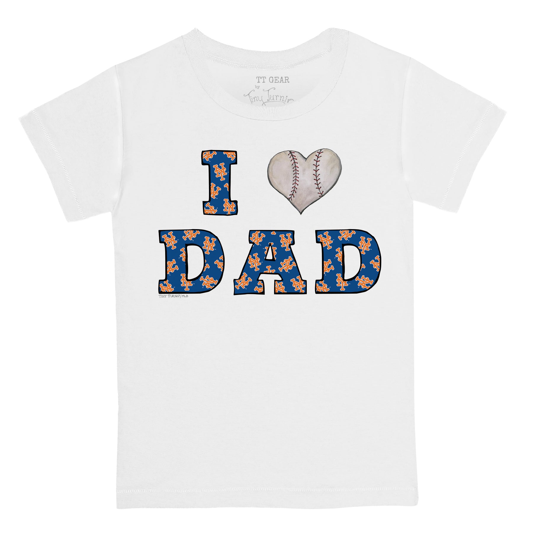 New York Mets Tiny Turnip Infant I Love Dad Raglan 3/4 Sleeve T-Shirt -  White/Royal