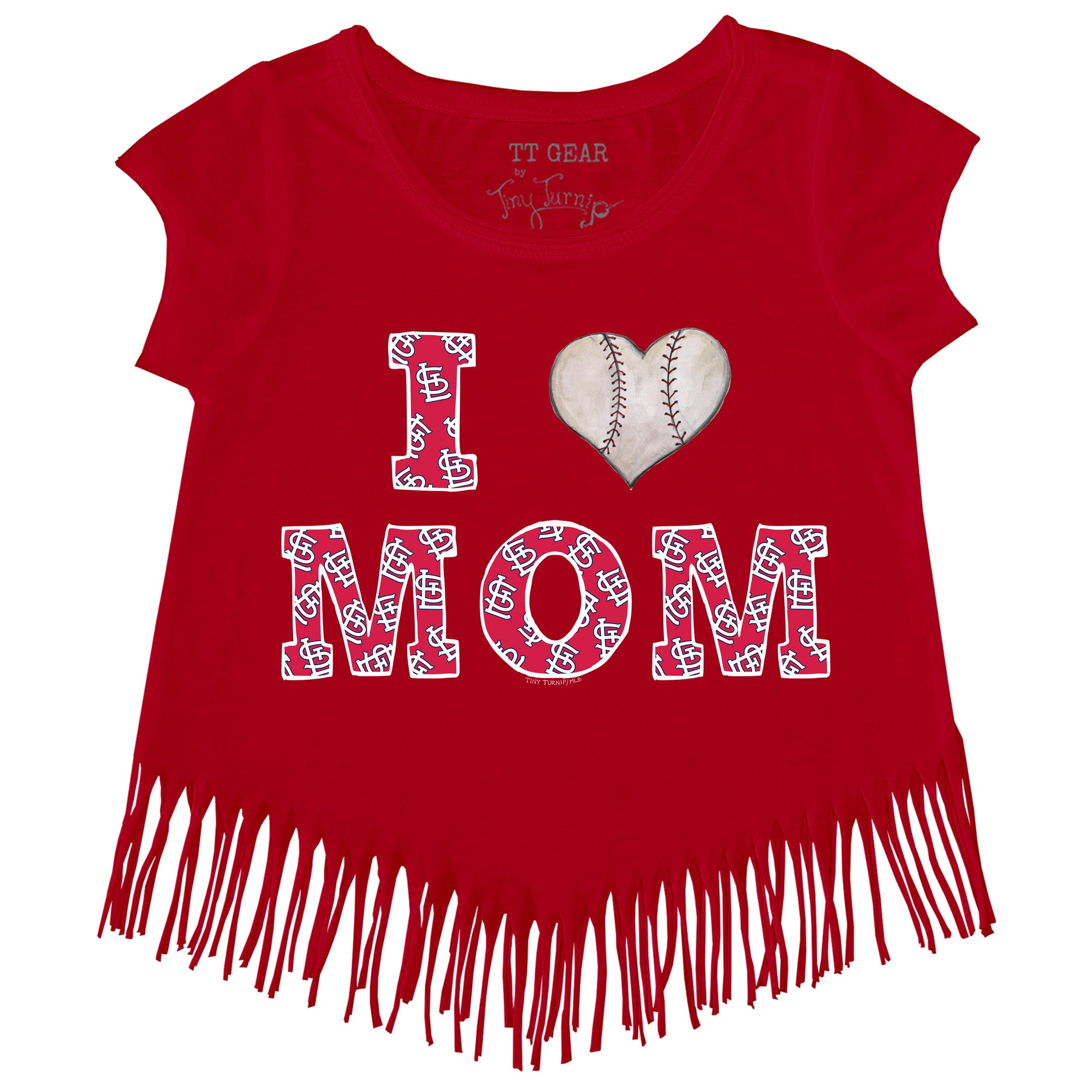 Girls Toddler Tiny Turnip Red St. Louis Cardinals Triple Scoop Fringe T-Shirt Size: 2T