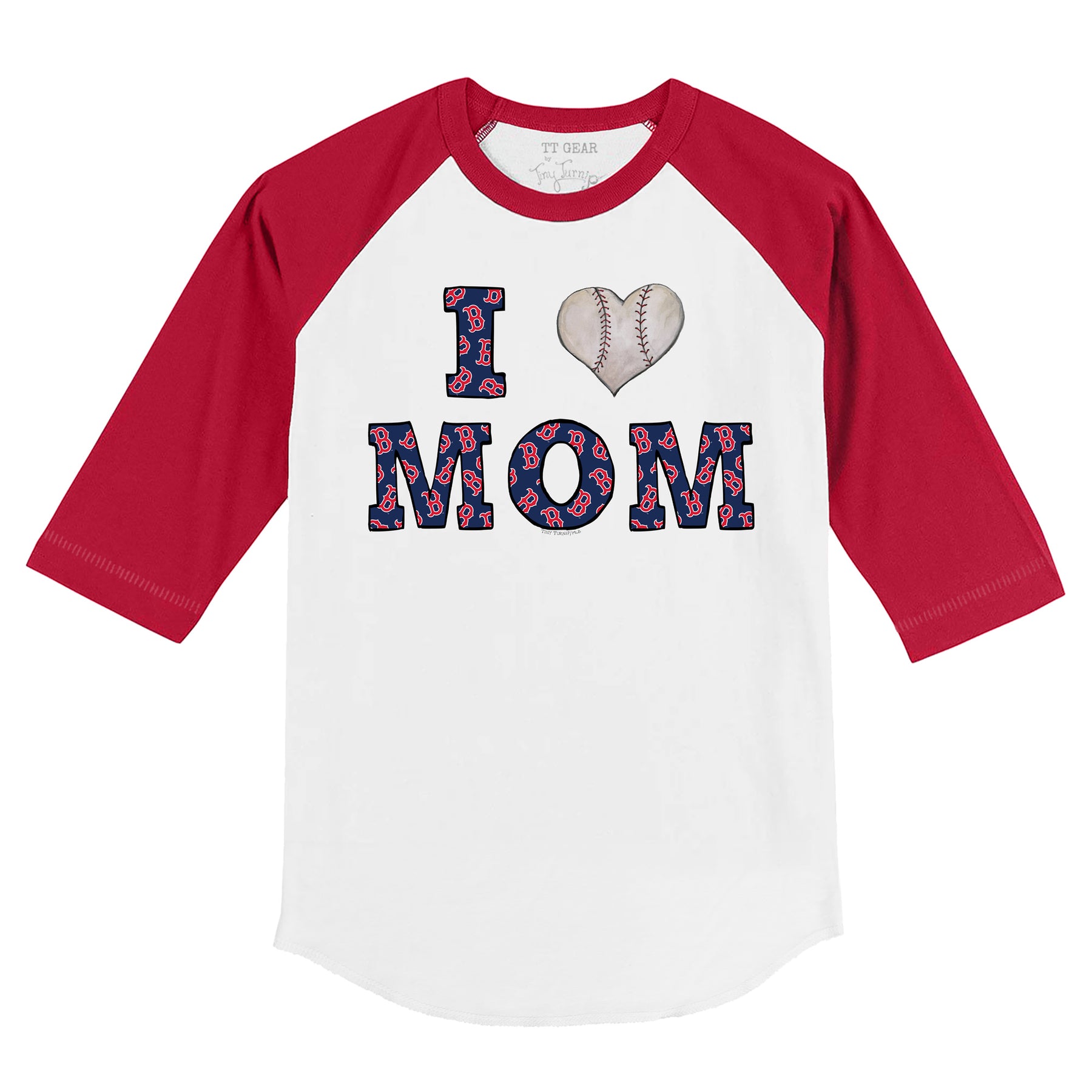 Boston Red Sox I Love Mom 3/4 Red Sleeve Raglan