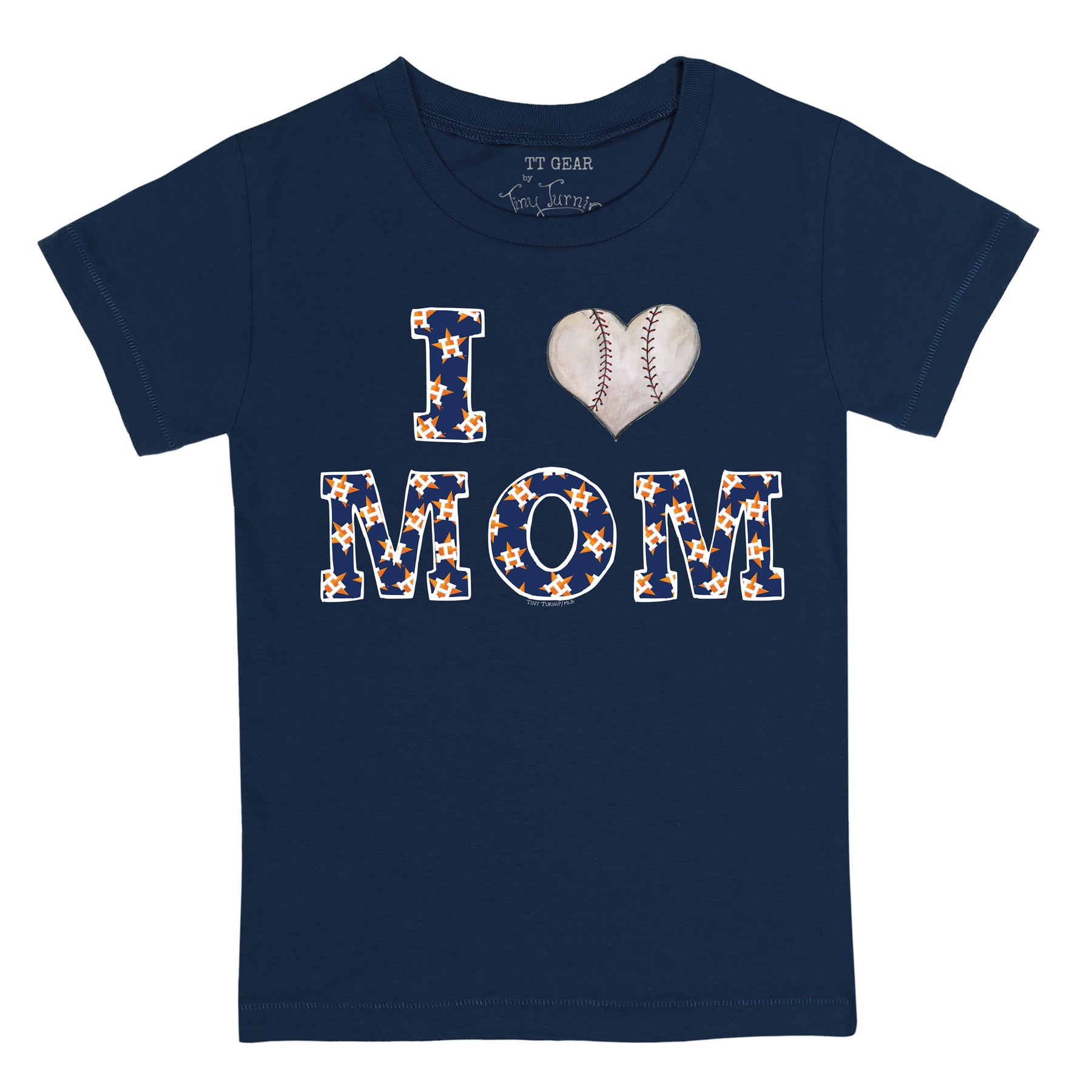 Houston Astros Tiny Turnip Women's Logo Mom 3/4-Sleeve Raglan T-Shirt -  White/Navy