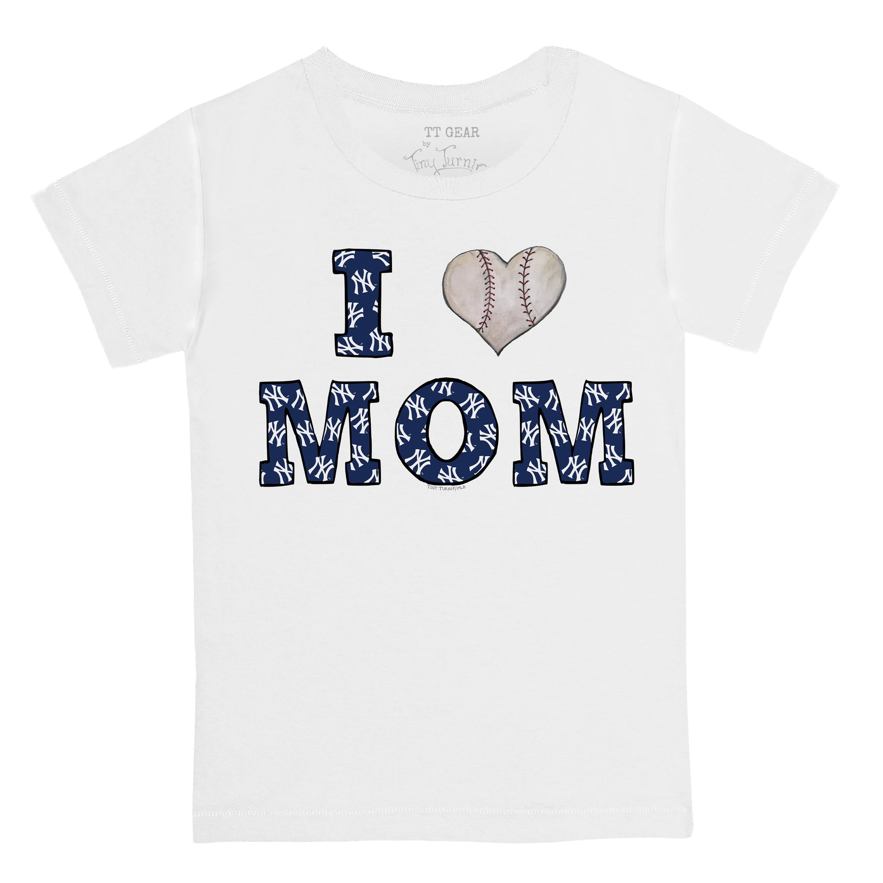 Toddler Tiny Turnip White/Navy New York Yankees I Love Mom 3/4-Sleeve Raglan T-Shirt Size:3T