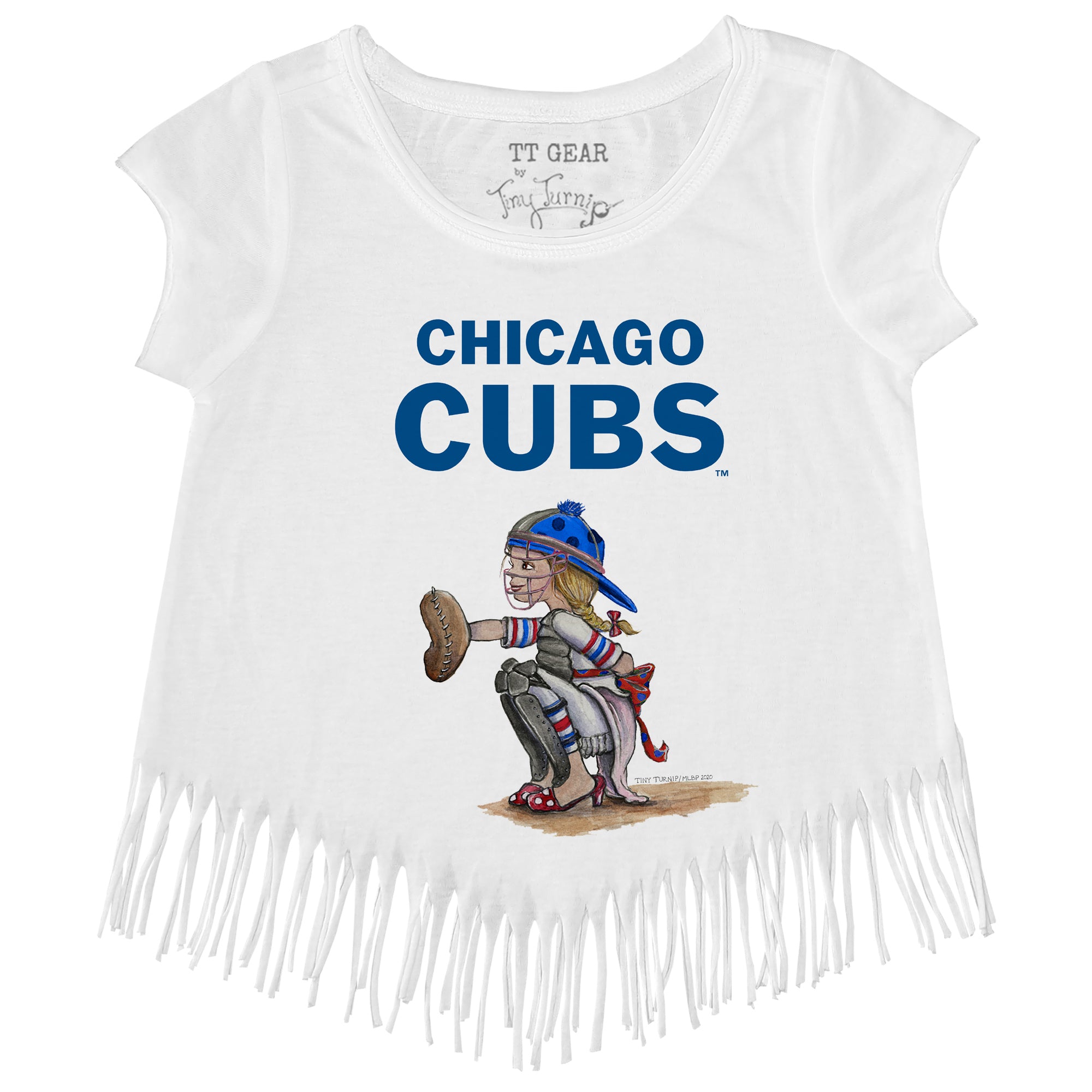 Girls Youth Chicago White Sox Tiny Turnip White Kate the Catcher Fringe  T-Shirt