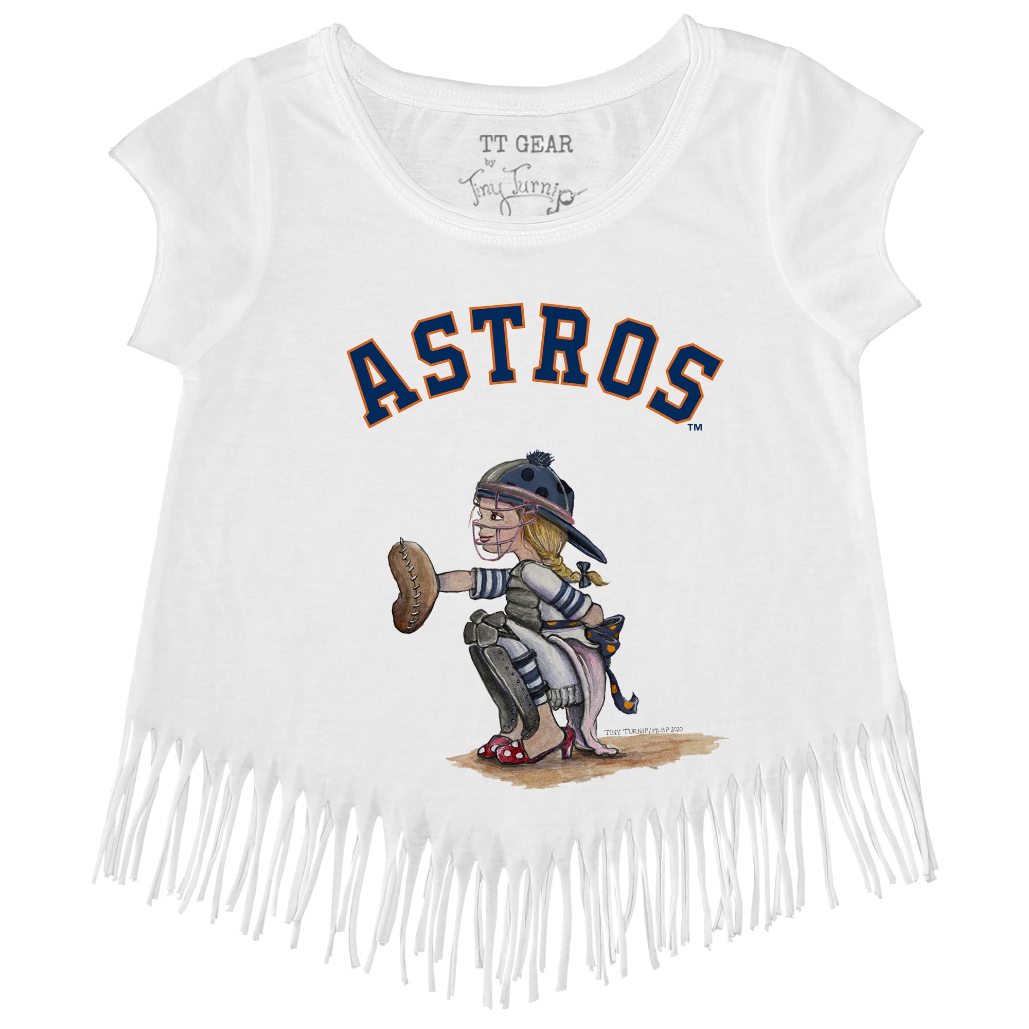 Houston Astros Tiny Turnip Girls Toddler Baseball Bow Fringe T