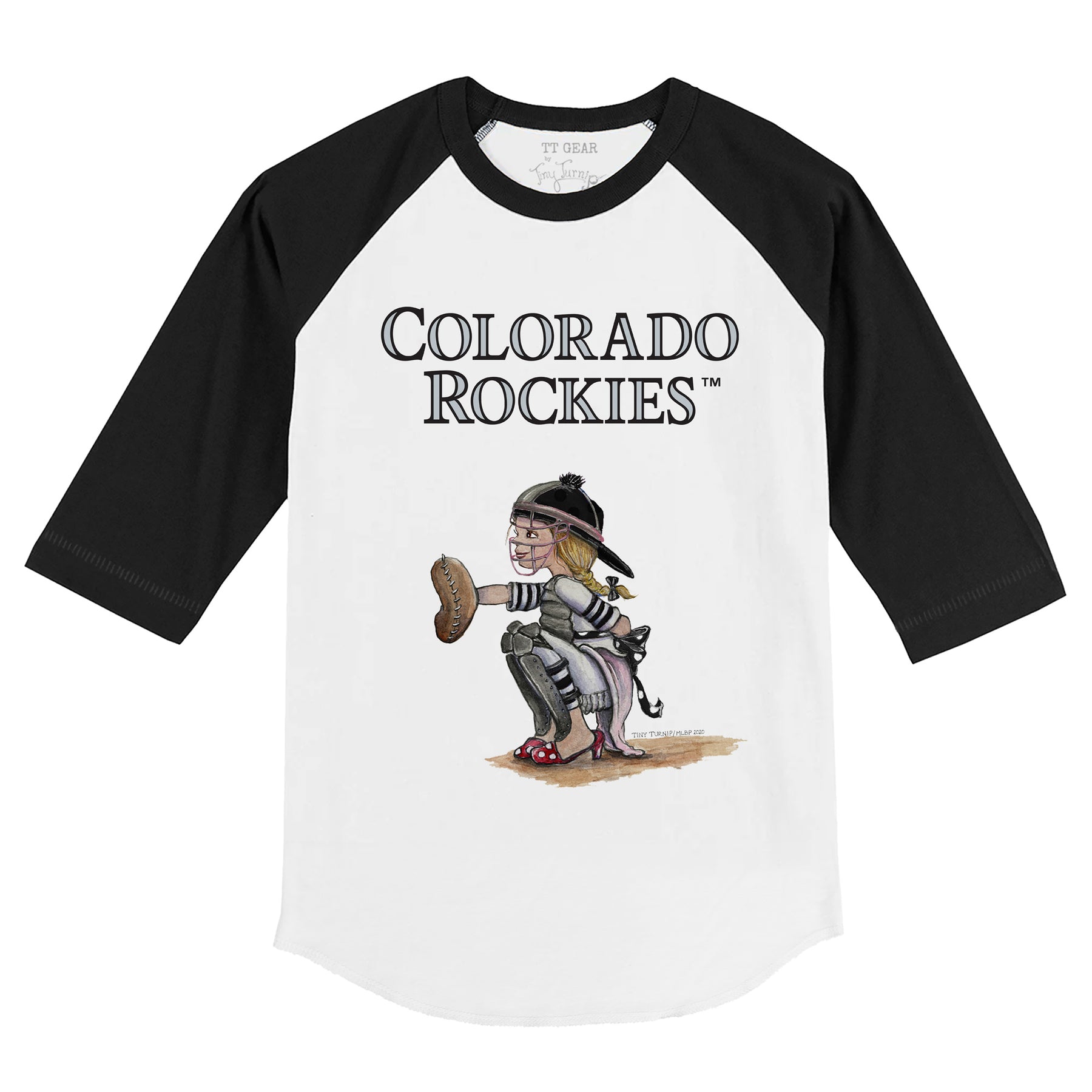 Colorado Rockies Kate the Catcher 3/4 Black Sleeve Raglan