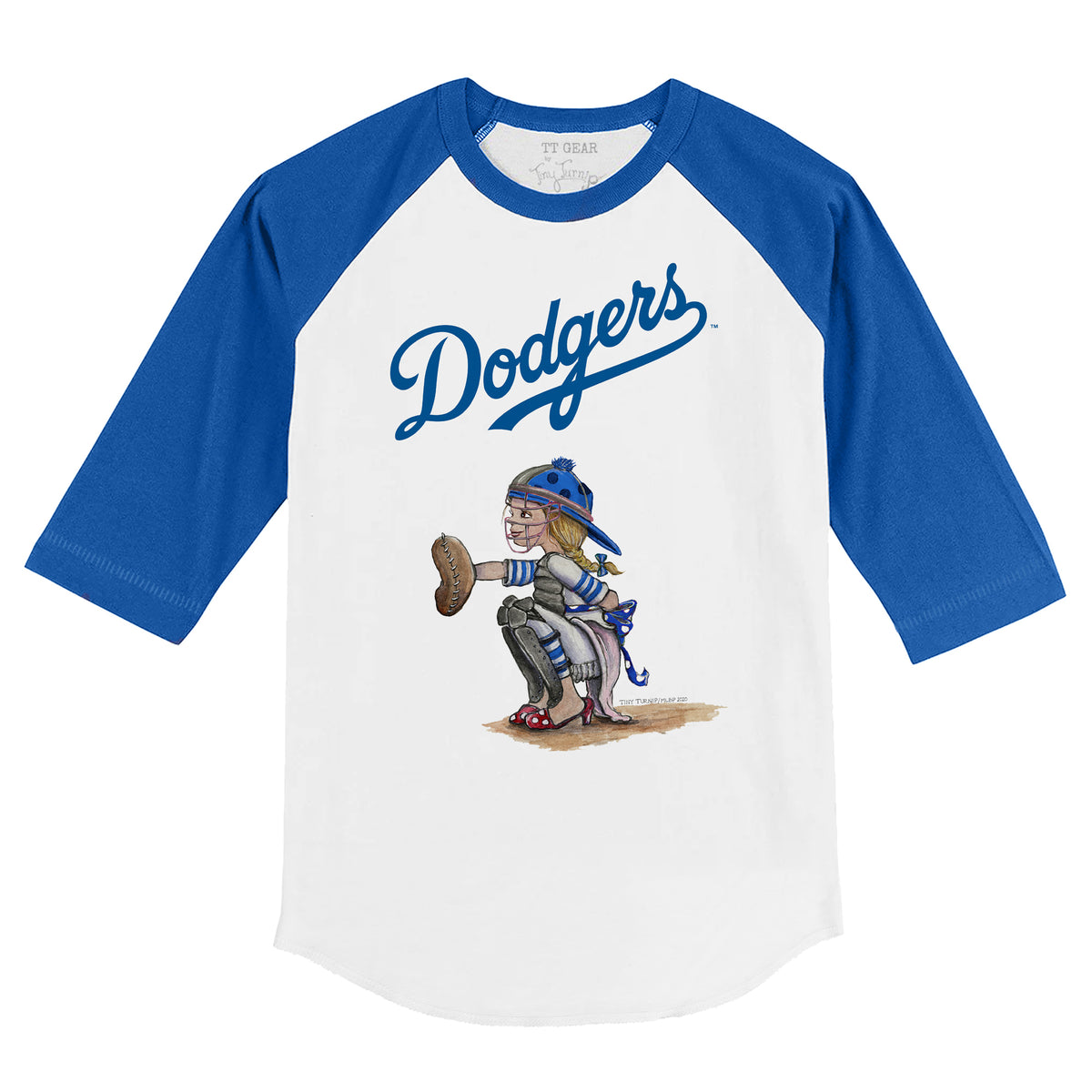 Women's Tiny Turnip White Los Angeles Dodgers Kate The Catcher T-Shirt Size: Medium