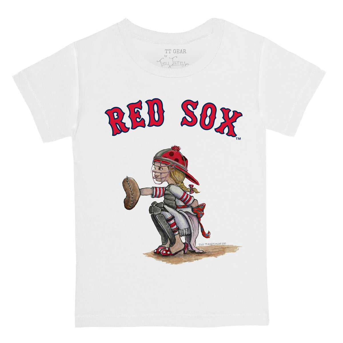 Youth Tiny Turnip White Boston Red Sox Stacked T-Shirt Size: Large