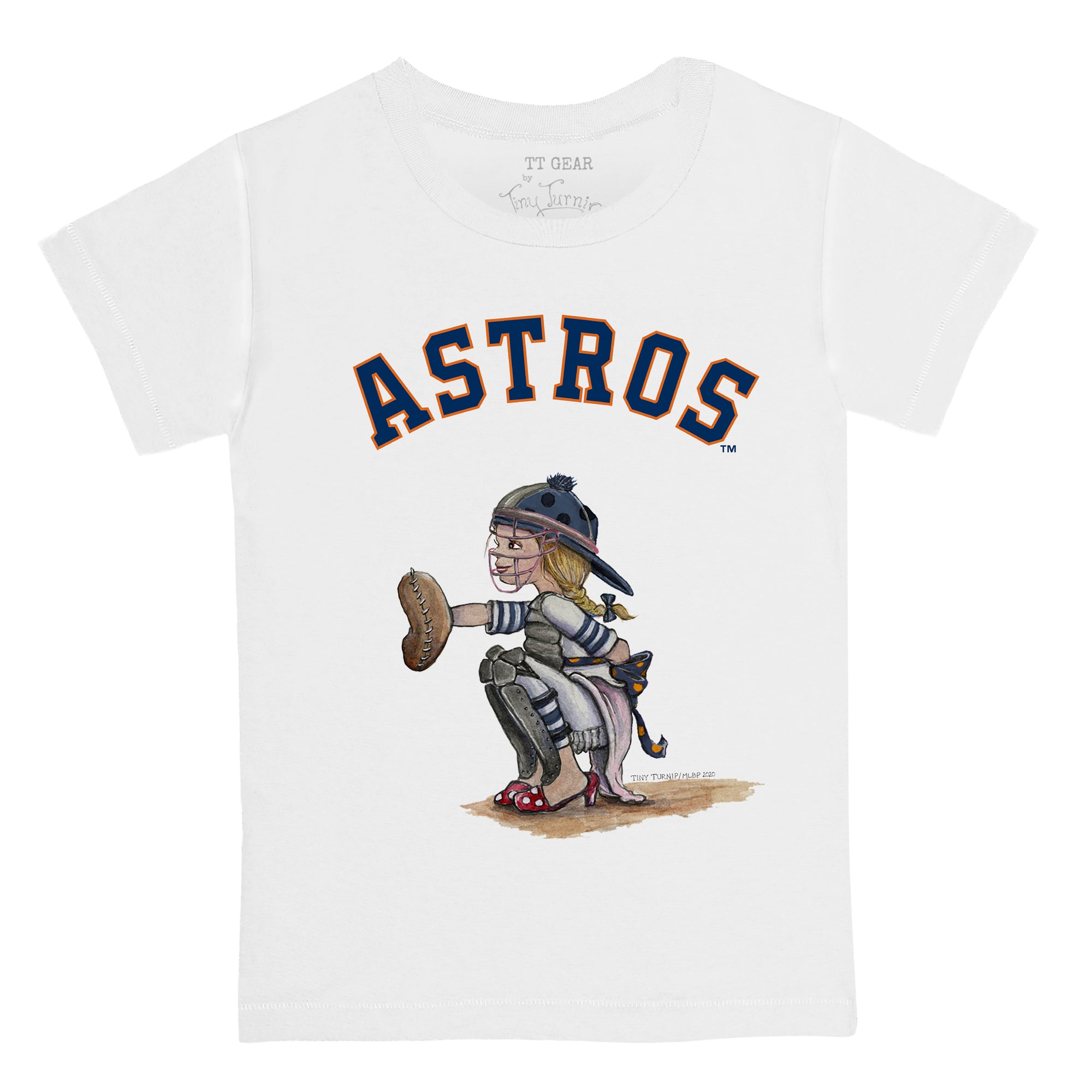Toddler Tiny Turnip White Houston Astros Baseball Bow T-Shirt Size: 2T