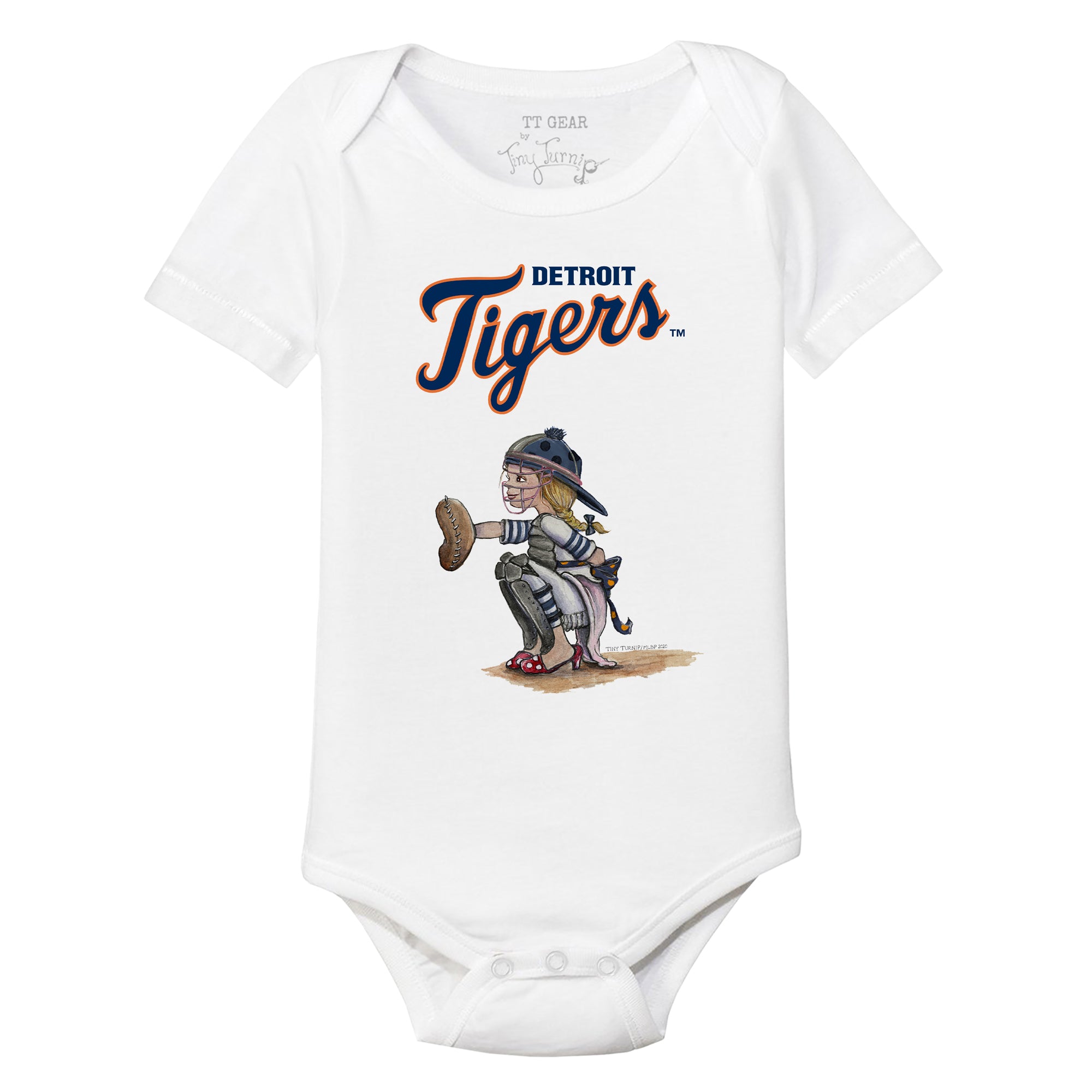 Detroit Tigers Baseball Love Short Sleeve Snapper 24M / White