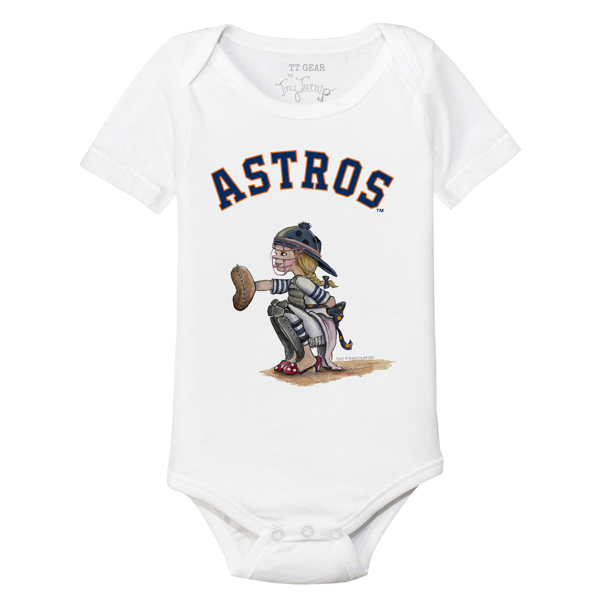Houston Astros Tiny Turnip Infant Baseball Bow Bodysuit - Navy