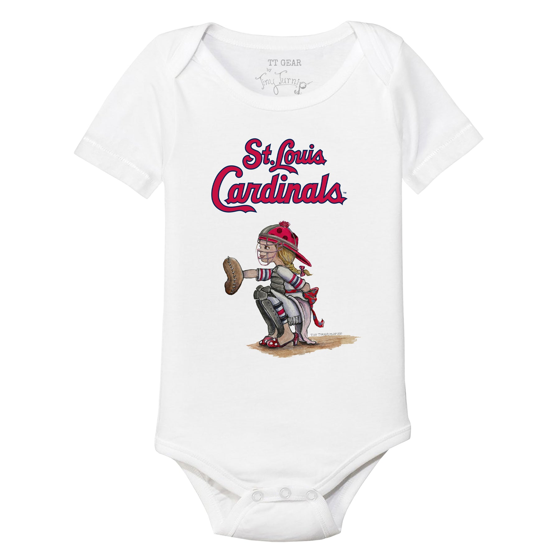 St Louis Cardinals Toddler Girls Baseball Heart Short Sleeve T-Shirt