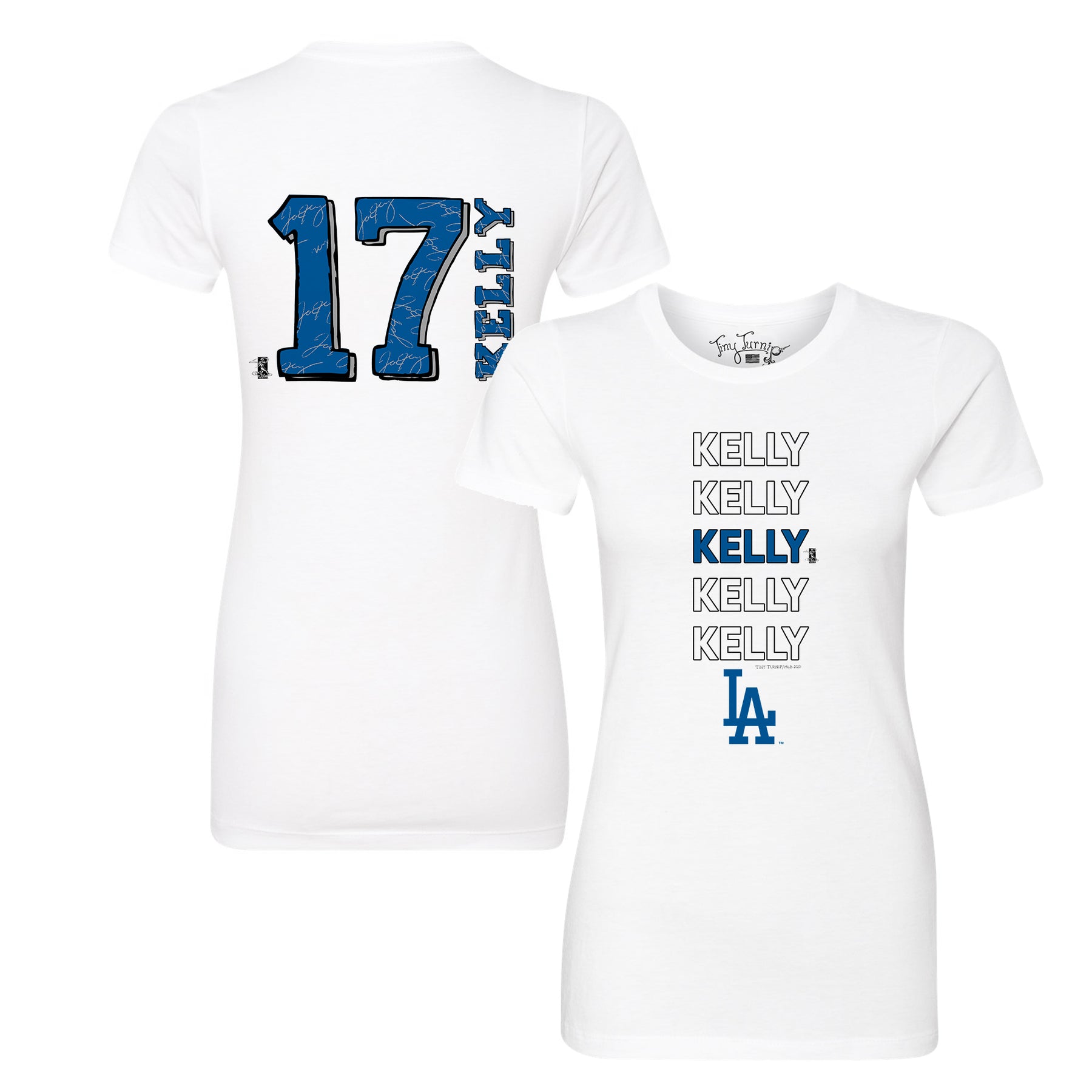 Women's Tiny Turnip White Los Angeles Dodgers Stitched Baseball T-Shirt Size: Extra Large