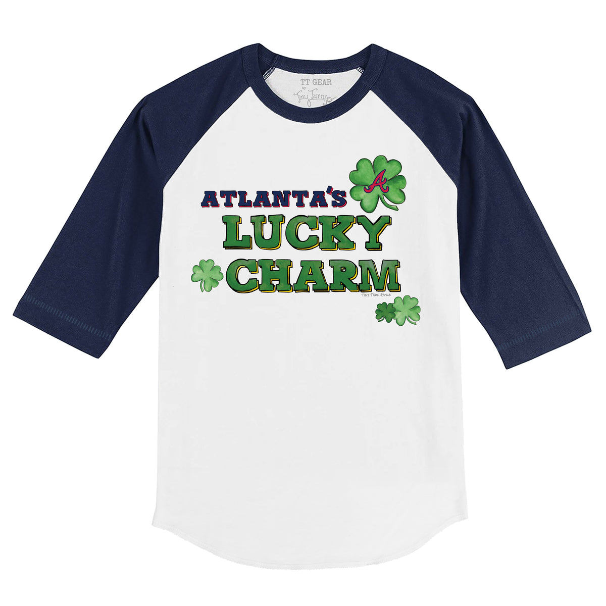 Atlanta Braves Lucky Charm 3/4 Navy Blue Sleeve Raglan