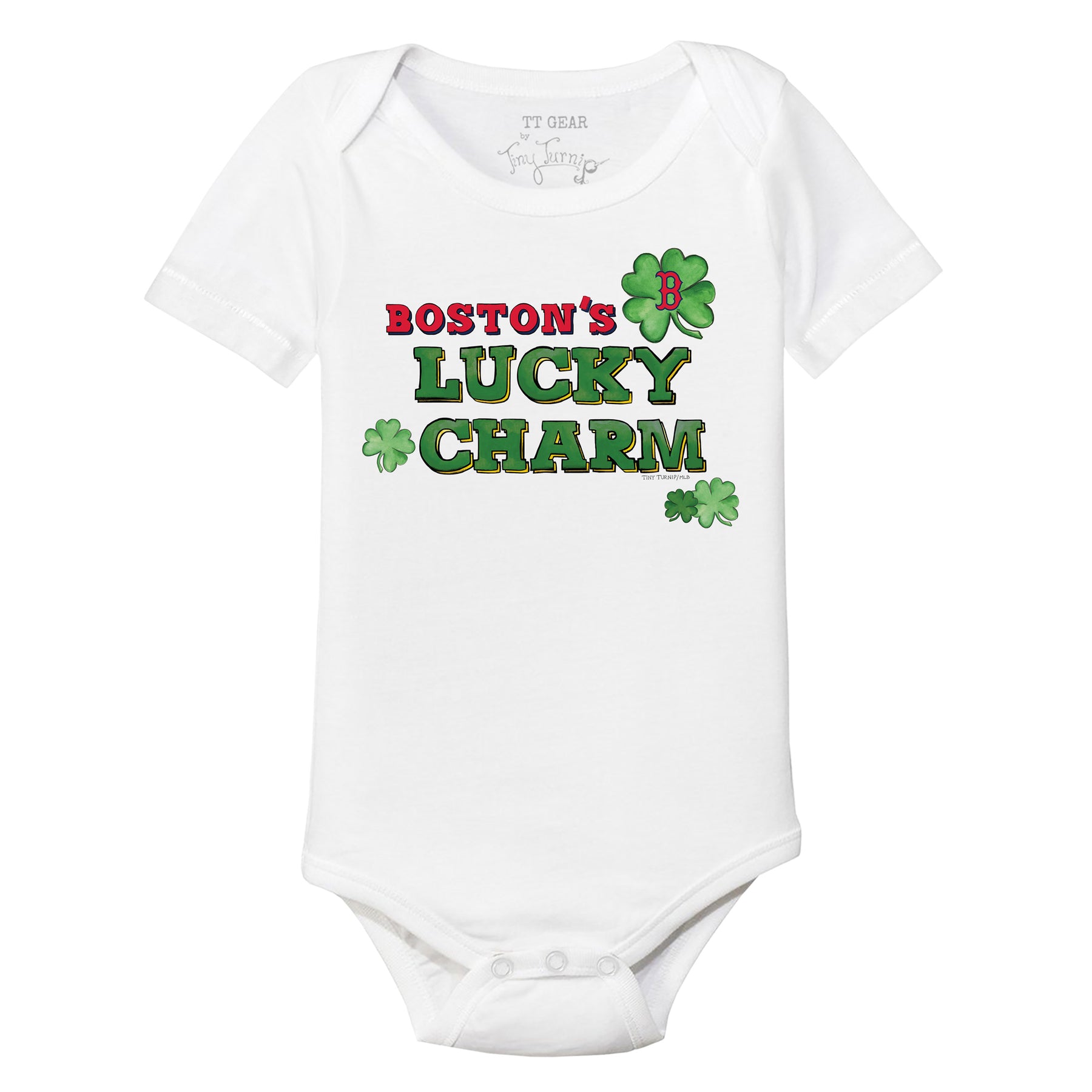 Infant Tiny Turnip White/Red Boston Red Sox Lucky Charm Raglan 3/4 Sleeve T-Shirt