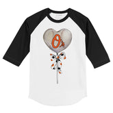 Baltimore Orioles Heart Lolly 3/4 Black Sleeve Raglan