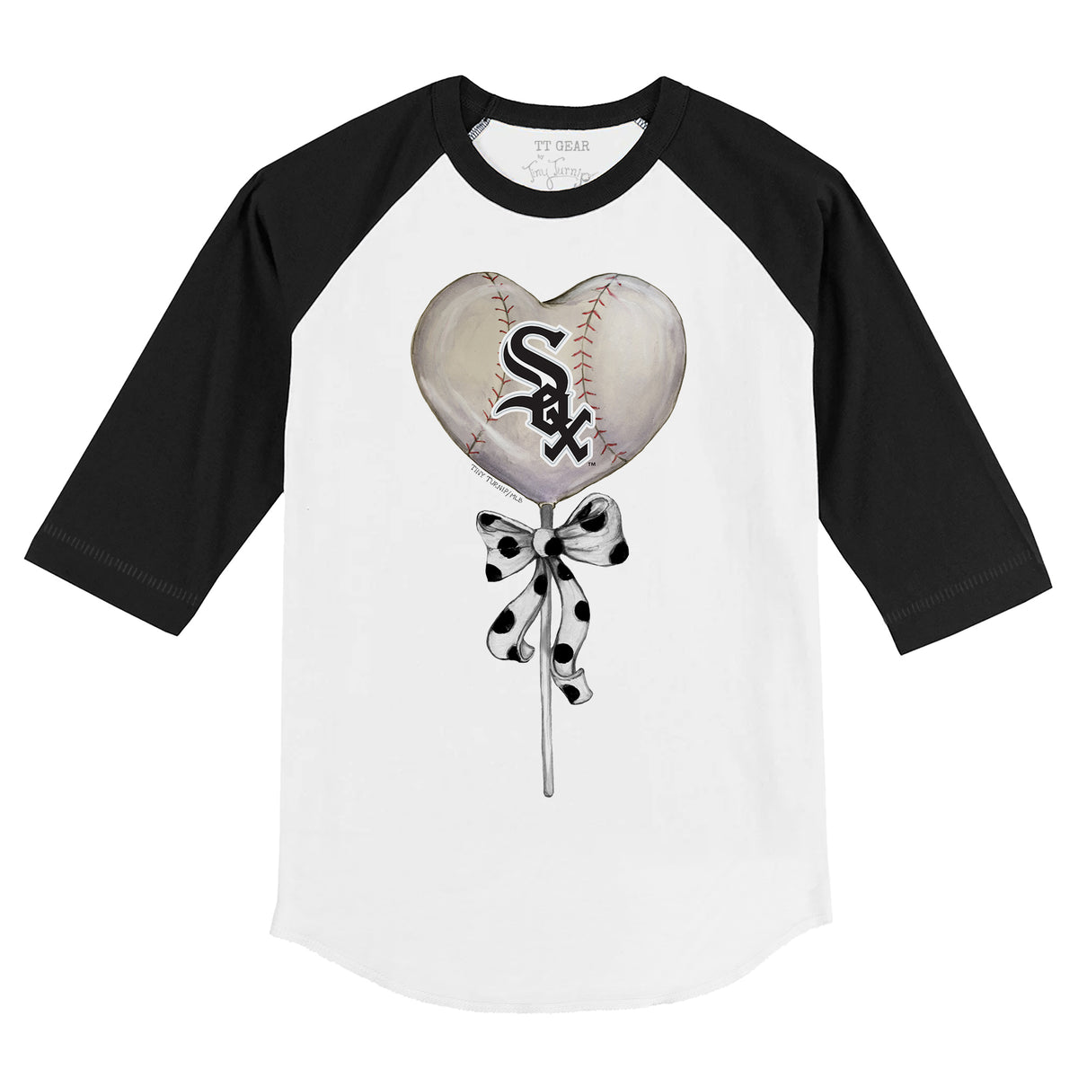 Chicago White Sox Heart Lolly 3/4 Black Sleeve Raglan