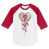 Philadelphia Phillies Heart Lolly 3/4 Red Sleeve Raglan