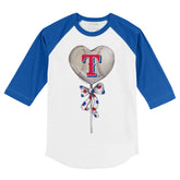 Texas Rangers Heart Lolly 3/4 Royal Blue Sleeve Raglan