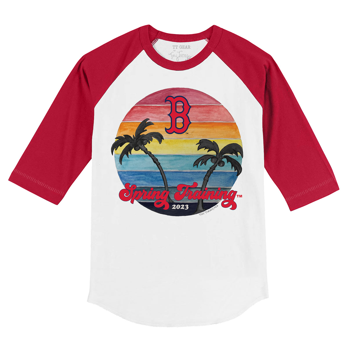 Boston Red Sox Tiny Turnip Unisex Stega 3/4-Sleeve Raglan T-Shirt