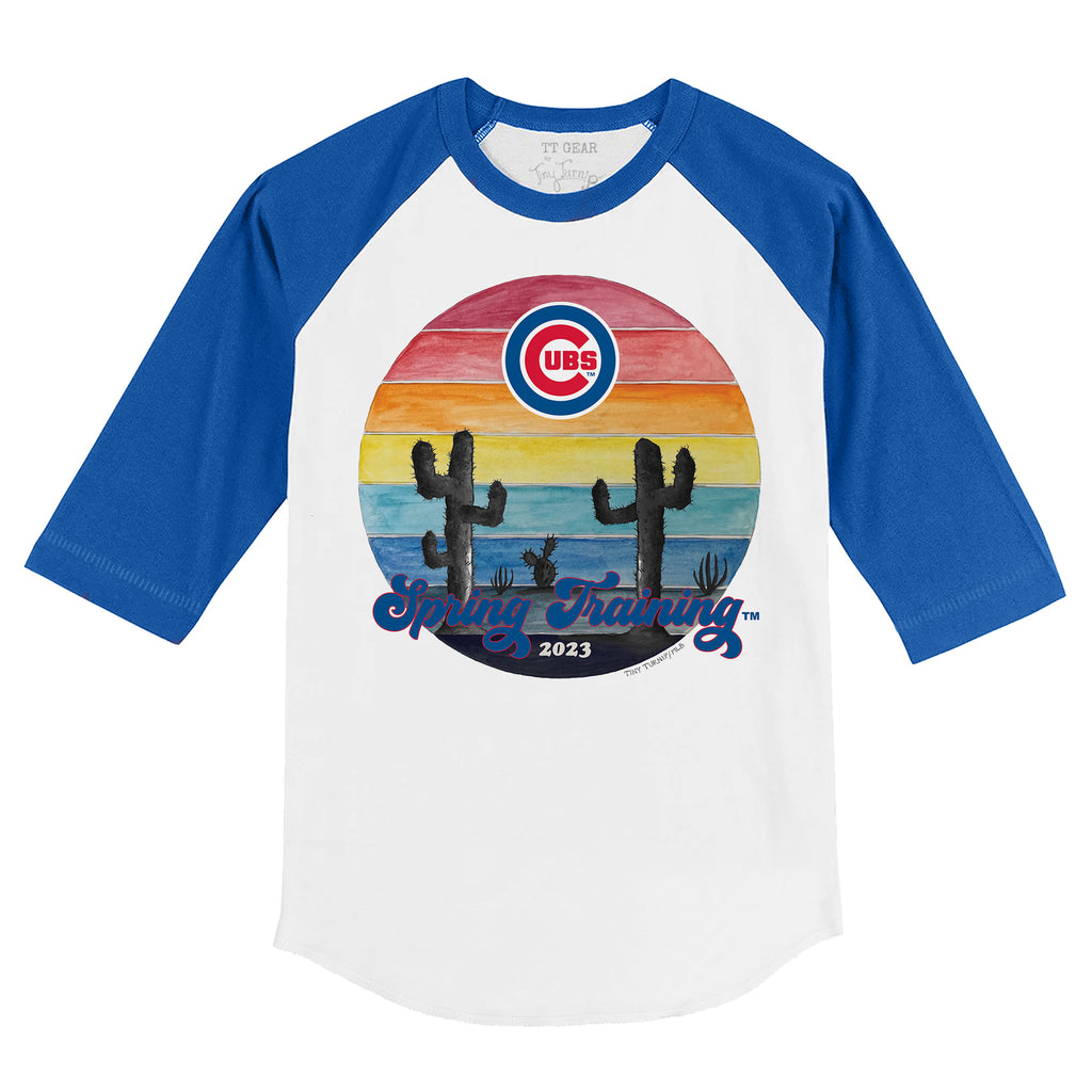 Girls Youth Tiny Turnip Royal Chicago Cubs 2023 Spring Training Fringe T-Shirt Size: Large