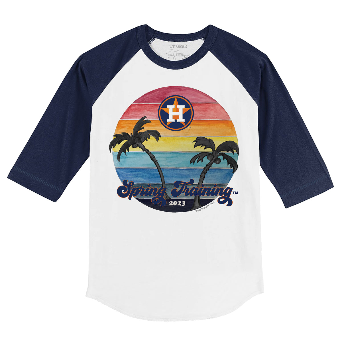 TinyTurnip Houston Astros Stitched Baseball 3/4 Navy Blue Sleeve Raglan Youth Small (6-8)