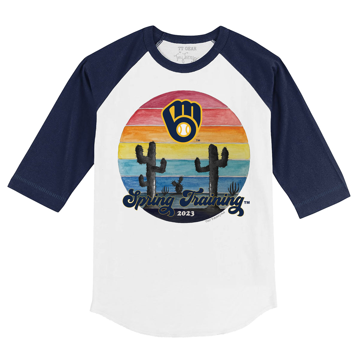 TinyTurnip Detroit Tigers Spring Training 2023 3/4 Navy Blue Sleeve Raglan Youth Small (6-8)