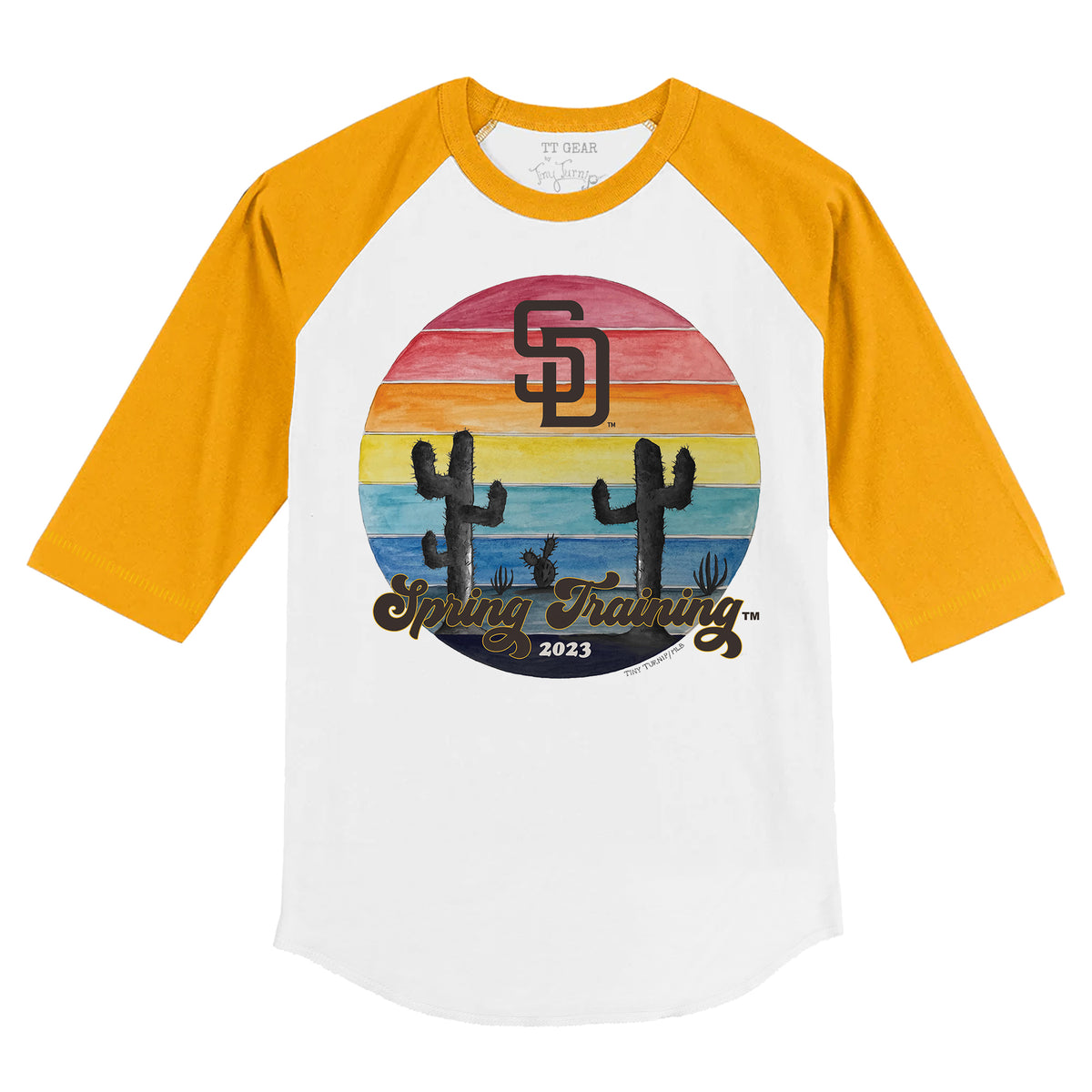 Youth Tiny Turnip White/Navy Seattle Mariners 2023 Spring Training 3/4-Sleeve Raglan T-Shirt Size: Extra Large