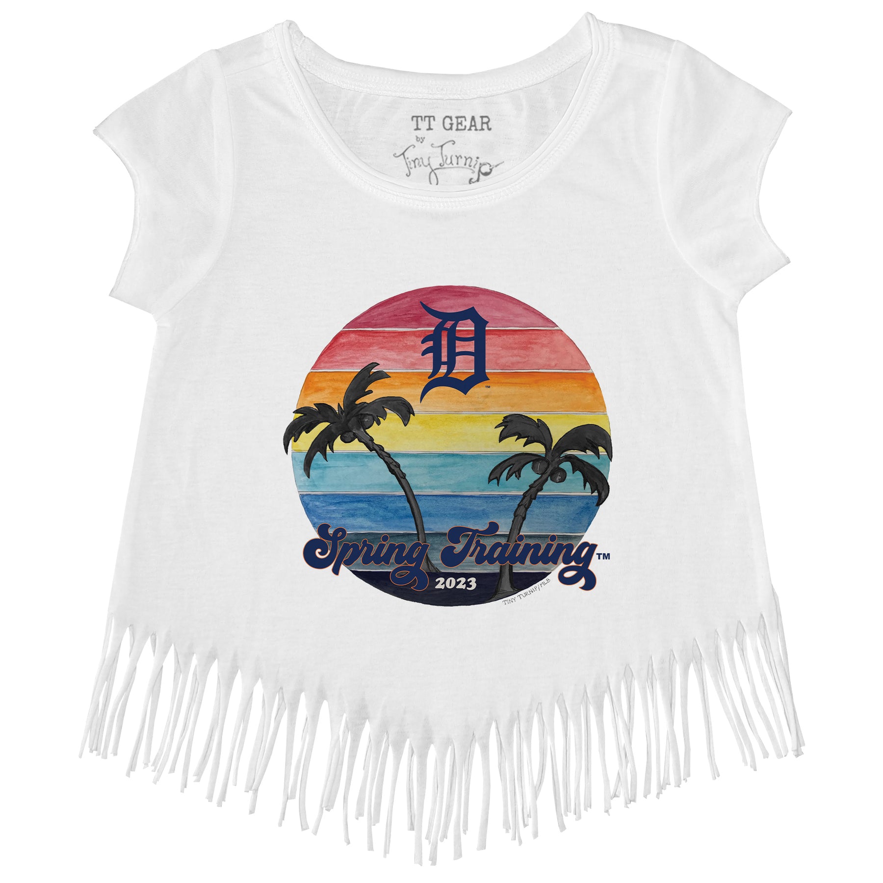 Girls Youth Tiny Turnip Navy Tampa Bay Rays 2023 Spring Training Fringe T-Shirt Size: Large