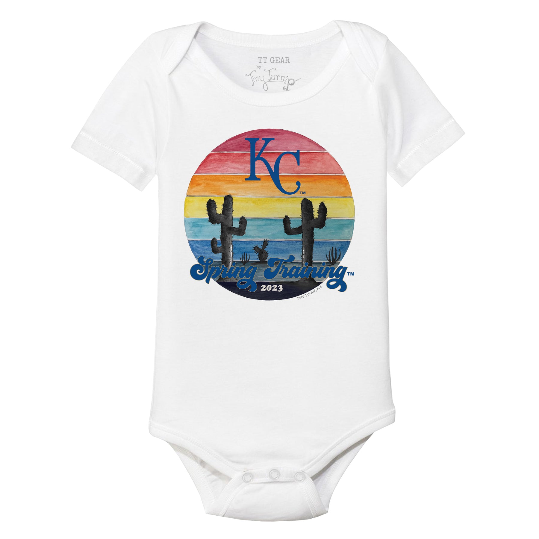 Infant Tiny Turnip White/Royal Kansas City Royals TT Rex Raglan 3/4 Sleeve T-Shirt