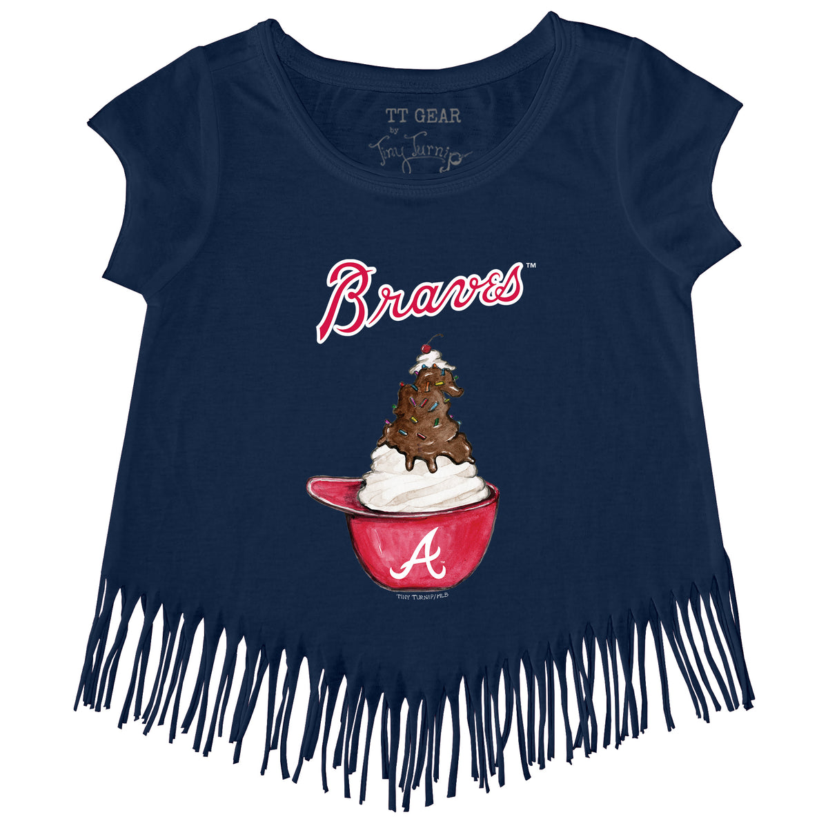 Infant Tiny Turnip White Atlanta Braves Sundae Helmet T-Shirt