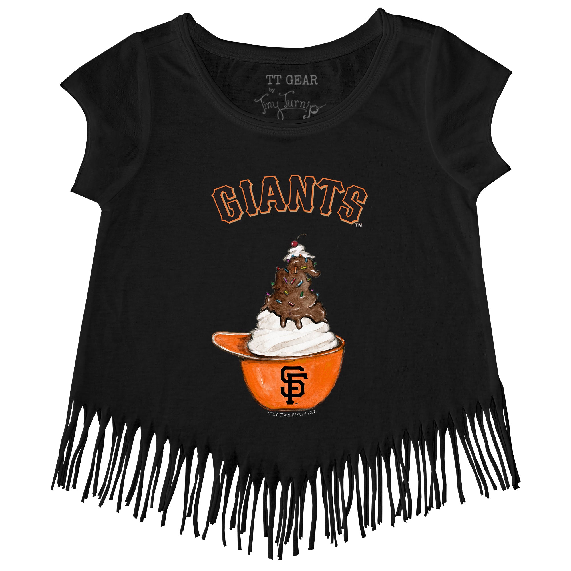 Girls Youth Tiny Turnip White San Francisco Giants Unicorn Fringe T-Shirt Size: Large